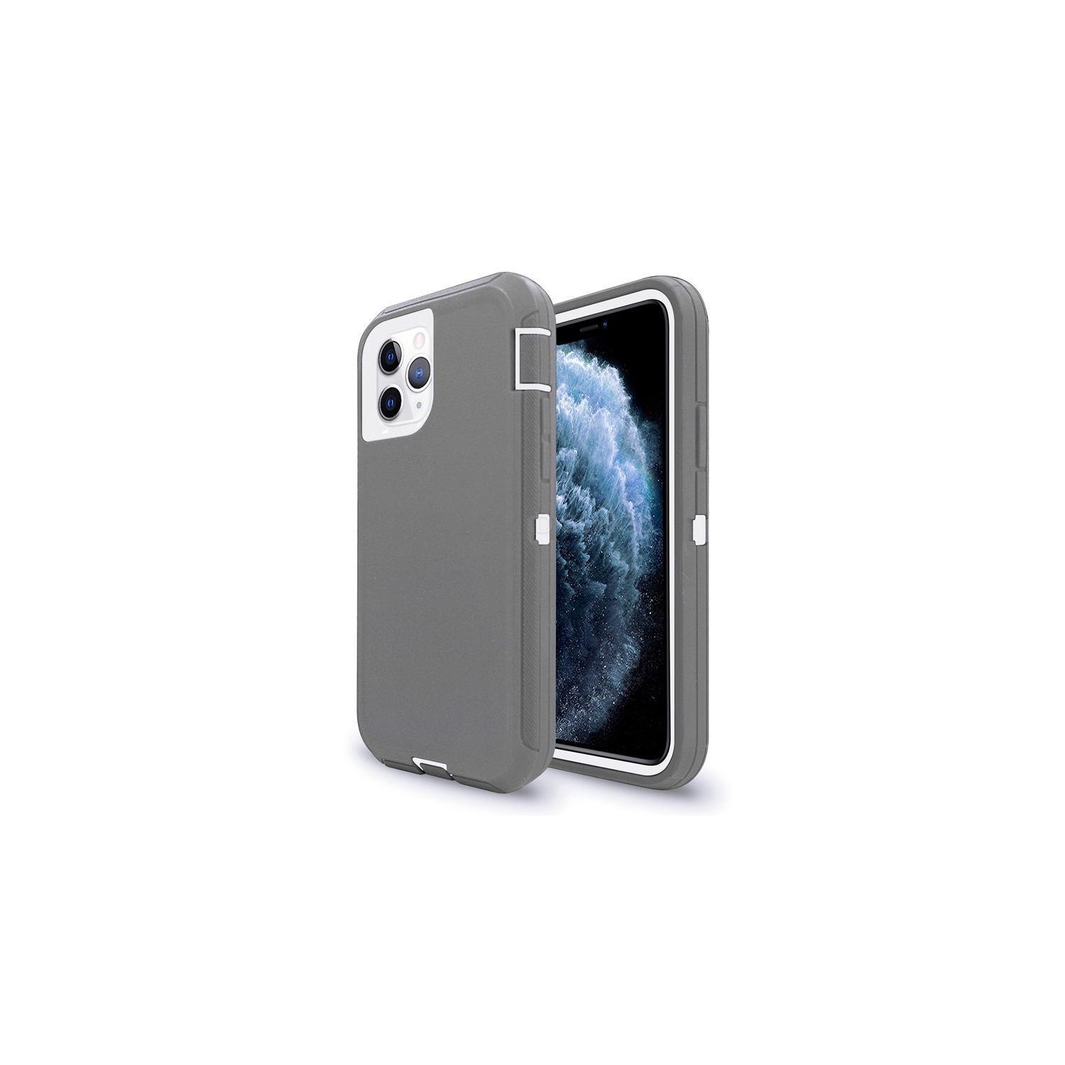 【CSmart】 Étui Coque rigide anti-chute triple 3 couches antichoc robuste Defender pour iPhone 13 Pro Max, gris