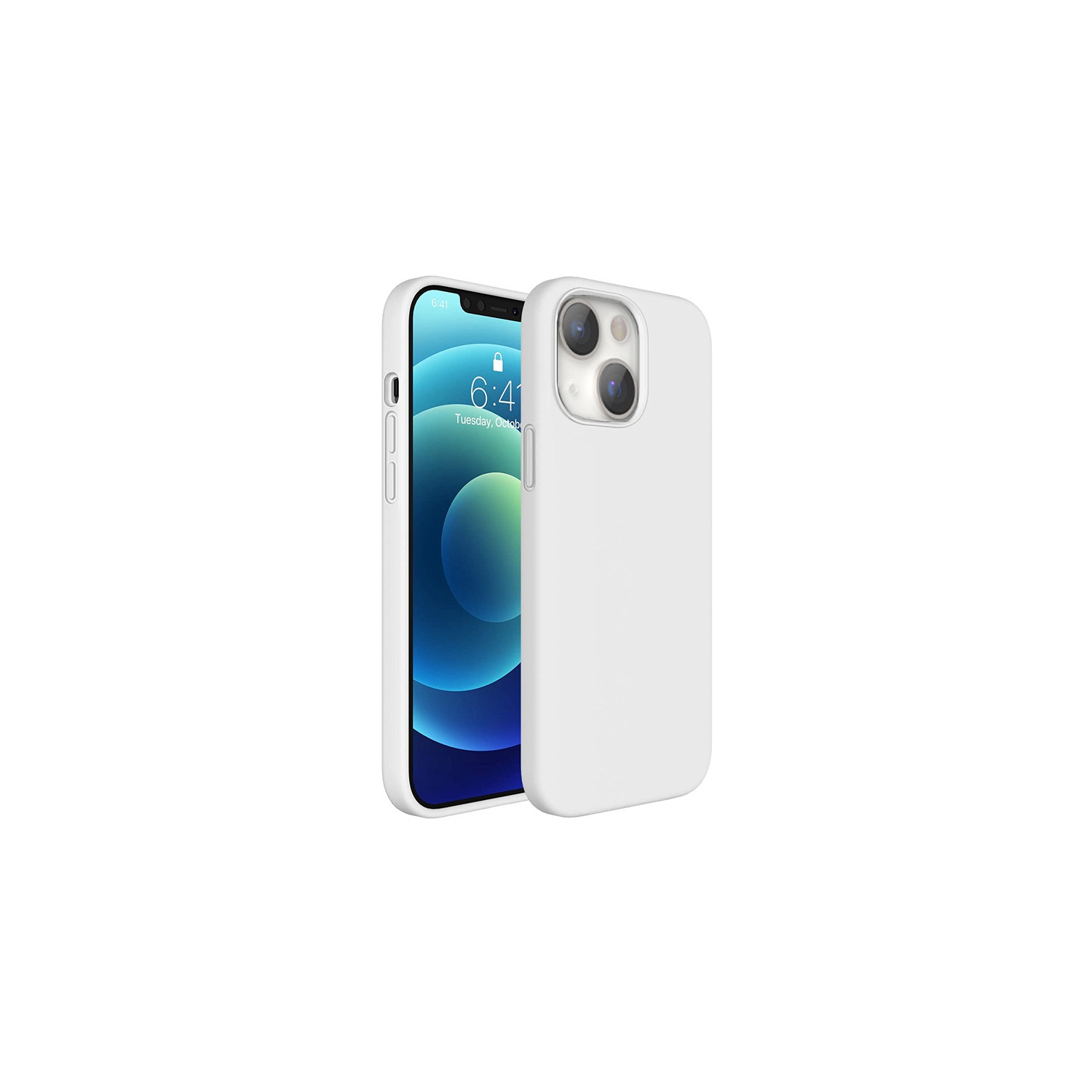 【CSmart】 Étui Coque arrière en caoutchouc de gel de silicone liquide souple Premium Silm pour iPhone 13, Blanc
