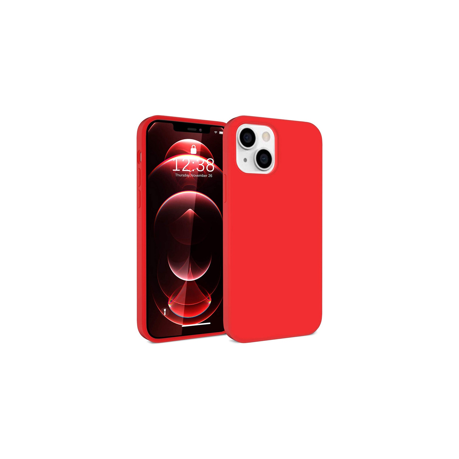 【CSmart】 Étui Coque arrière en caoutchouc de gel de silicone liquide souple Premium Silm pour iPhone 13, Rouge