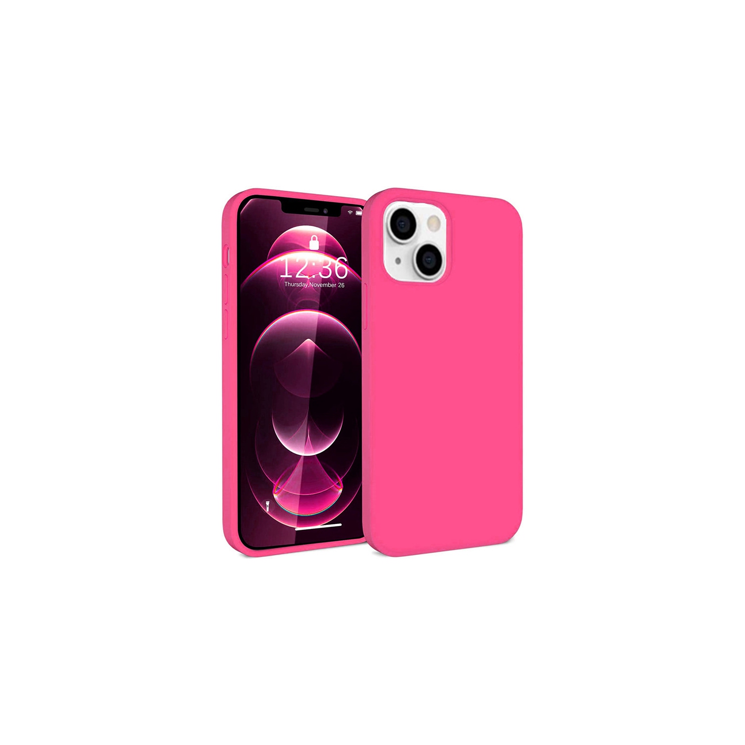 【CSmart】 Premium Silm Soft Liquid Silicone Gel Rubber Back Case Back Cover for iPhone 13, Hot Pink