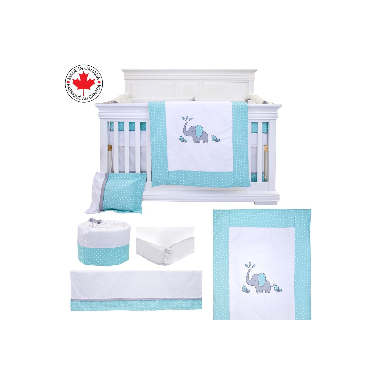 Ensemble de literie pour berceau de bébé Bebelelo pour garçons et filles - Ensemble de literie pour bébé 7 pièces