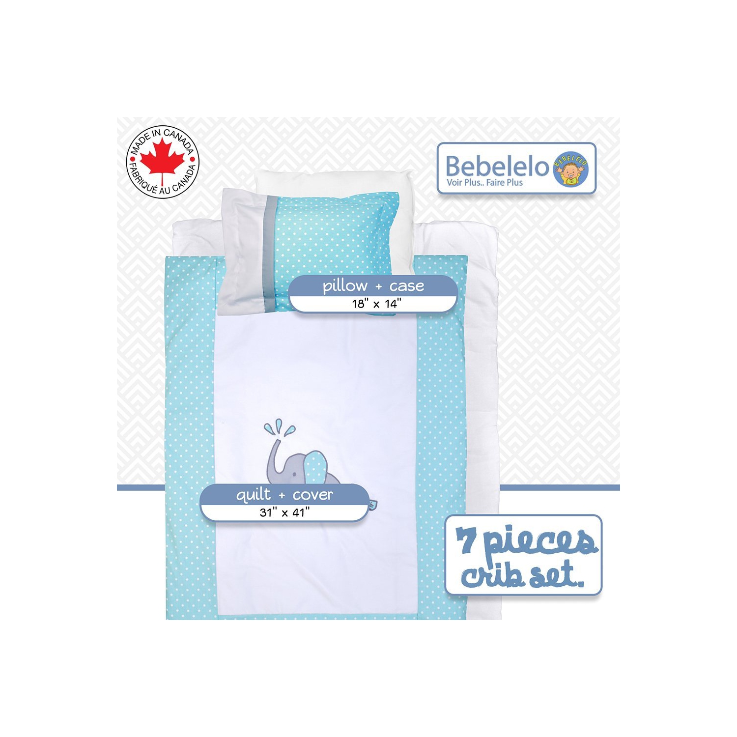 Ensemble de literie pour berceau de bébé Bebelelo pour garçons et filles - Ensemble de literie pour bébé 7 pièces