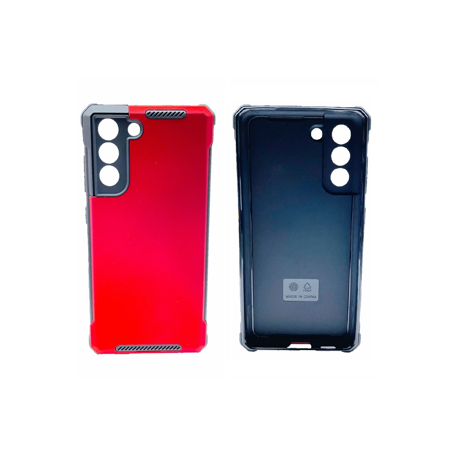 TopSave New Style Matte Polish PC & Edge Corner TPU Combine Armor Rugged Hard Case For Samsung Galaxy S21 FE(6.41), Red