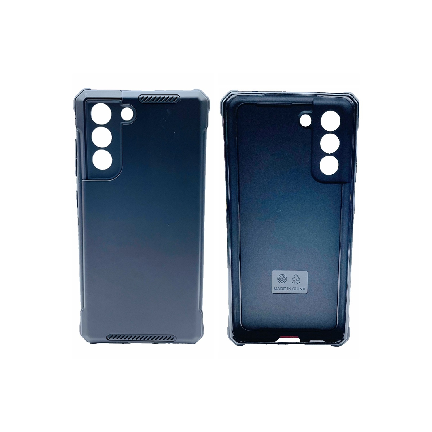 TopSave New Style Matte Polish PC & Edge Corner TPU Combine Armor Rugged Hard Case For Samsung Galaxy S21 FE(6.41), Black