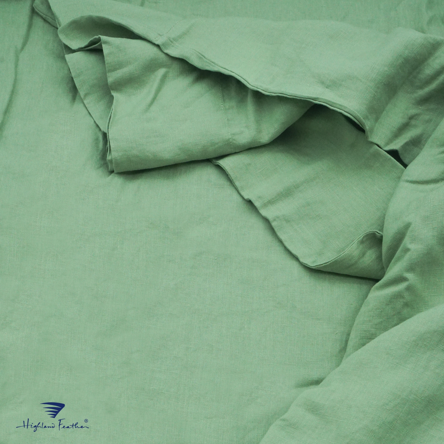 Highland Feather 100% French Linen Sheet Set - 4 Piece Bedsheet - 1 Flat Sheet & 1 Fitted Sheet & 2 Pillowcases - Linen Bedding - Classic Luxury -