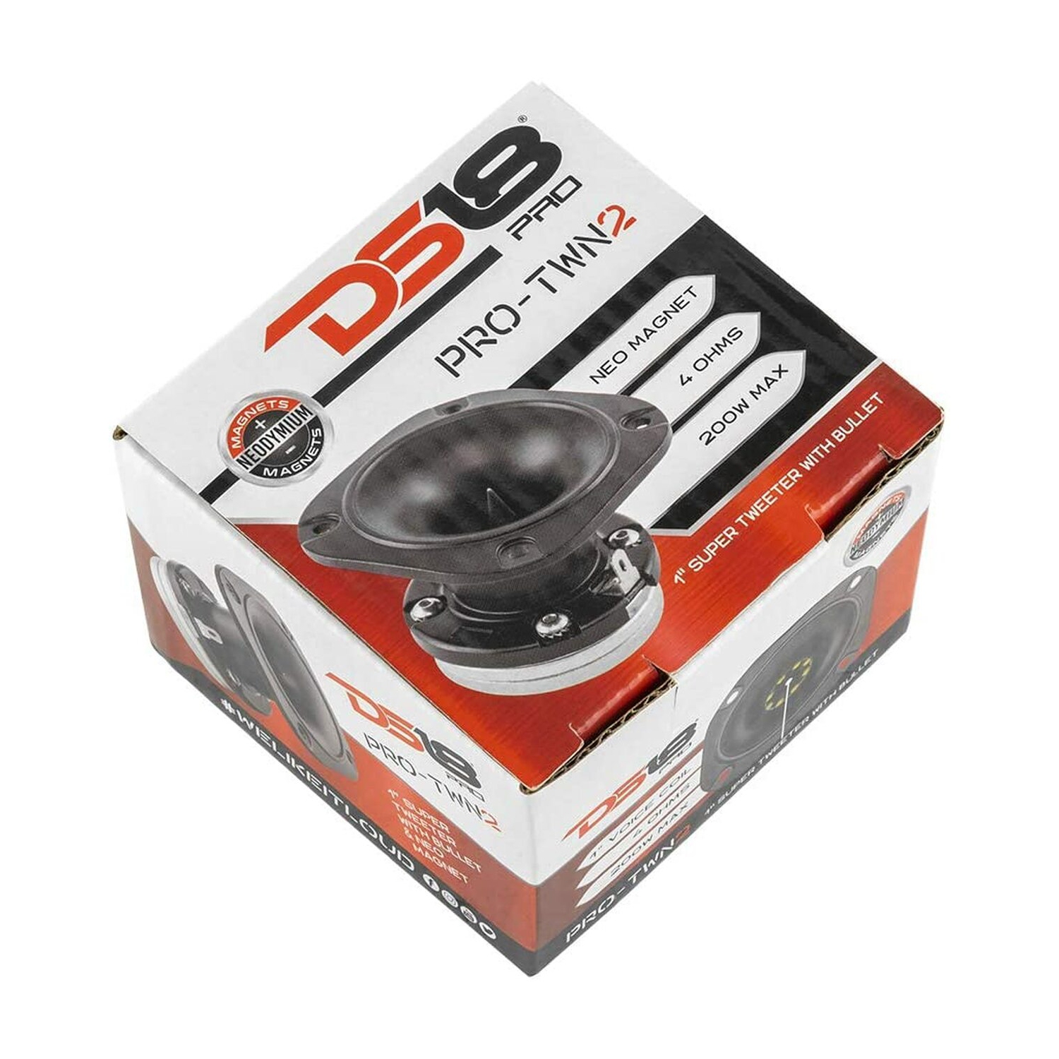 Super haut-parleur d’aigus VC 4 ohms 1 po DS18 PRO-TWN2, 200 W.