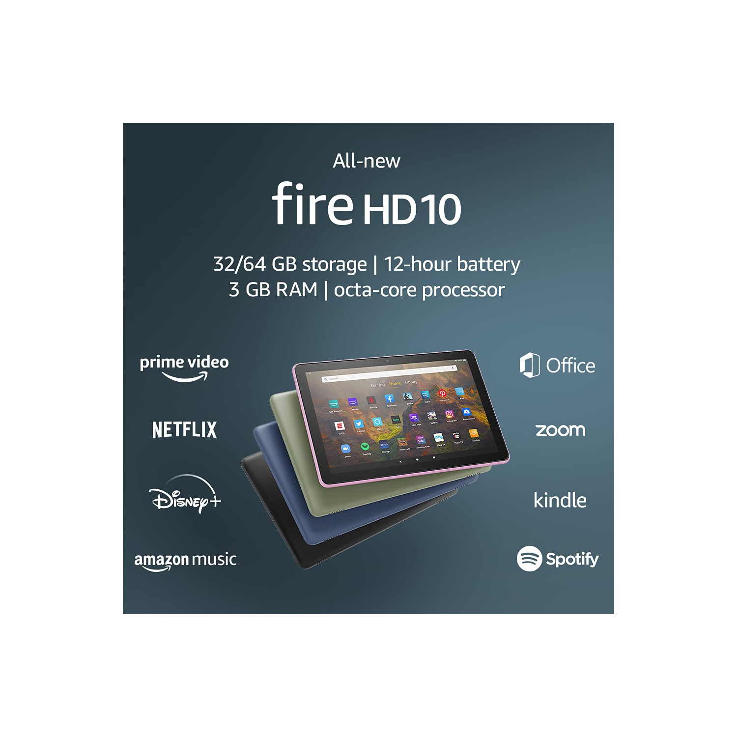 All-new Fire HD 10 tablet, 10.1", 1080p Full HD, 32 GB, latest model, Black