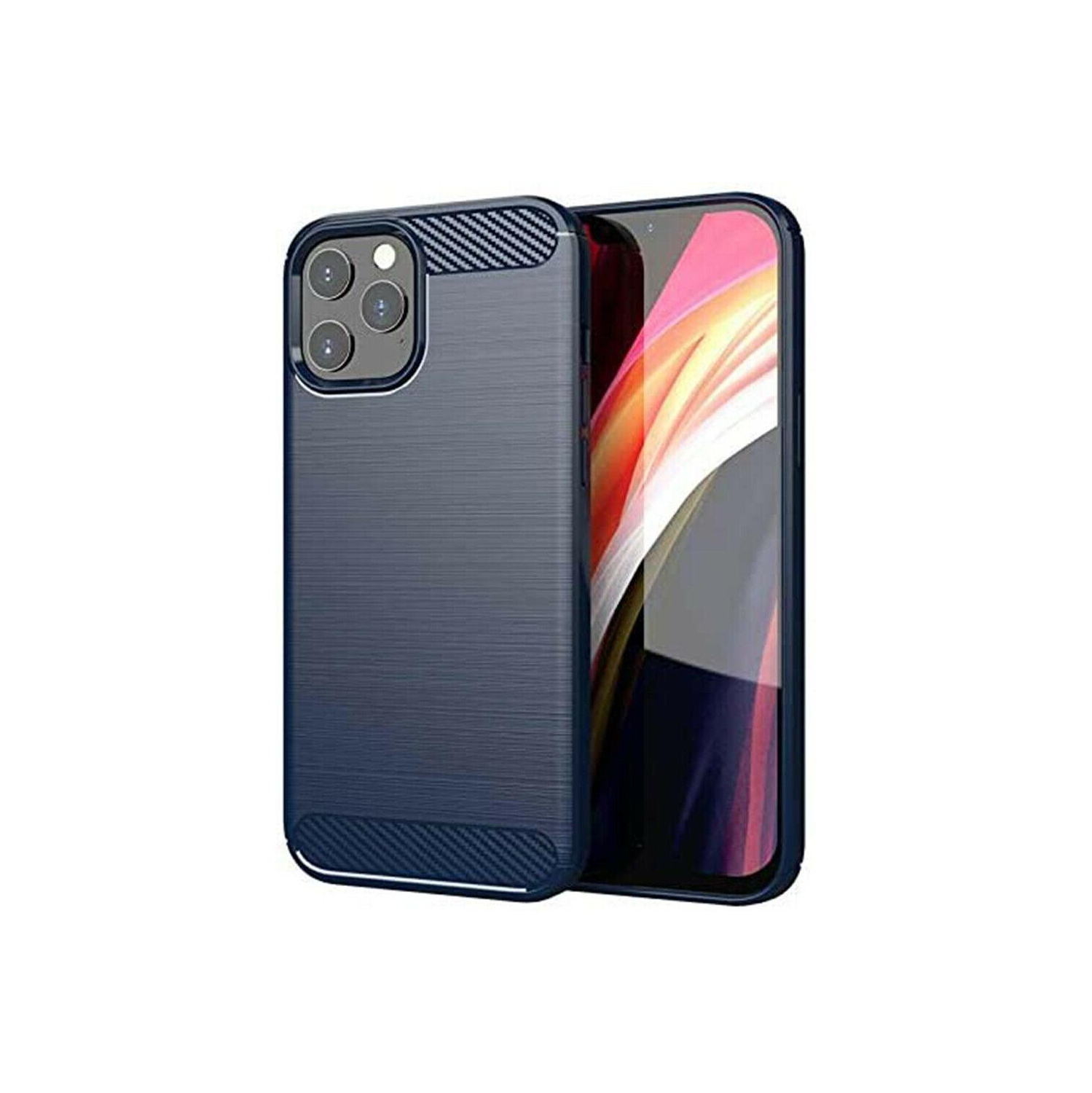 Pour étui iPhone 11/12 - Couverture arrière antichoc en fibre de carbone pour iPhone Pro Max