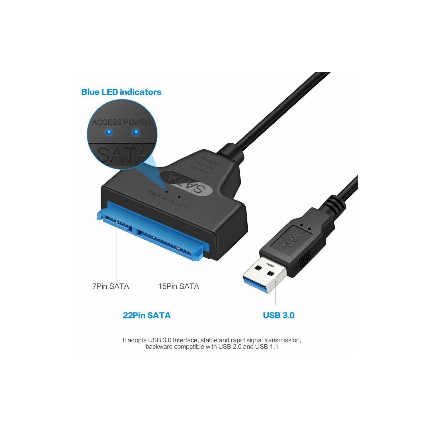 Adaptateur USB 3.0 à SATA SSD de 2.5 po Câble adaptateur de données disque dur vers USB