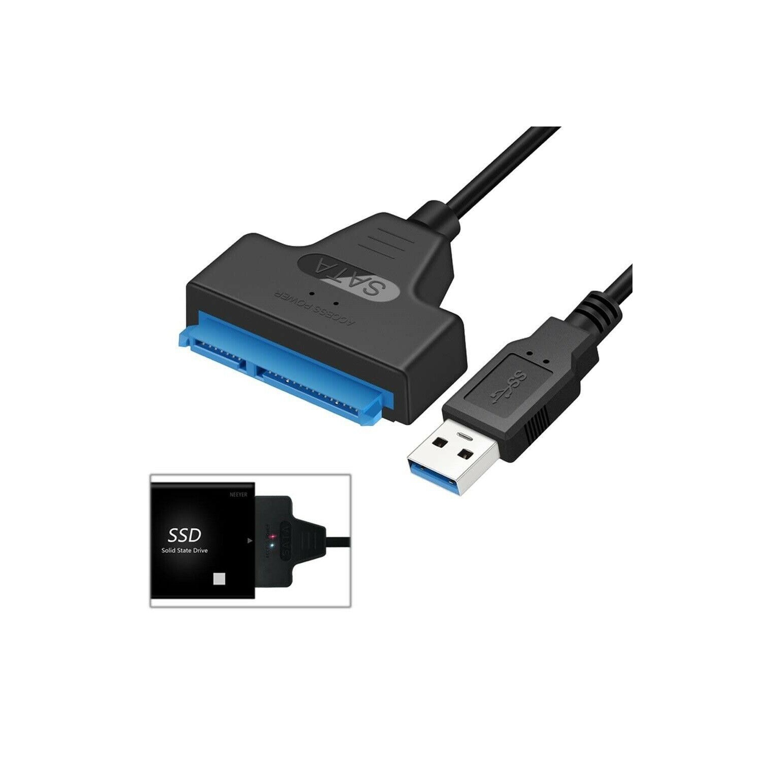 Adaptateur USB 3.0 à SATA SSD de 2.5 po Câble adaptateur de données disque dur vers USB