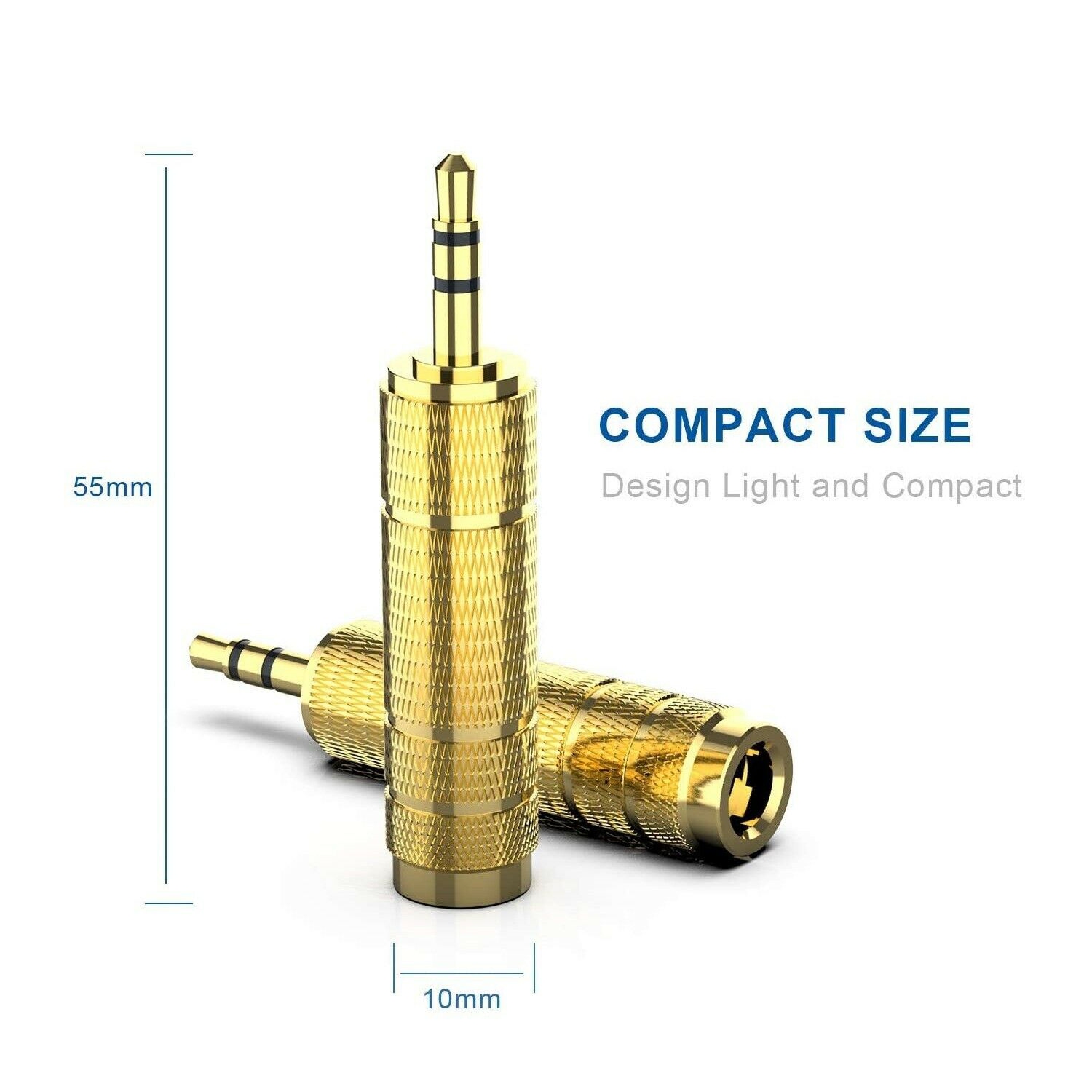 Adaptateur d’écouteurs stéréo 3,5 mm à 6,5 mm 1/8 po avec prise audio mâle à 4 po pour casque d’écoute 3,5 à 6,5 mm