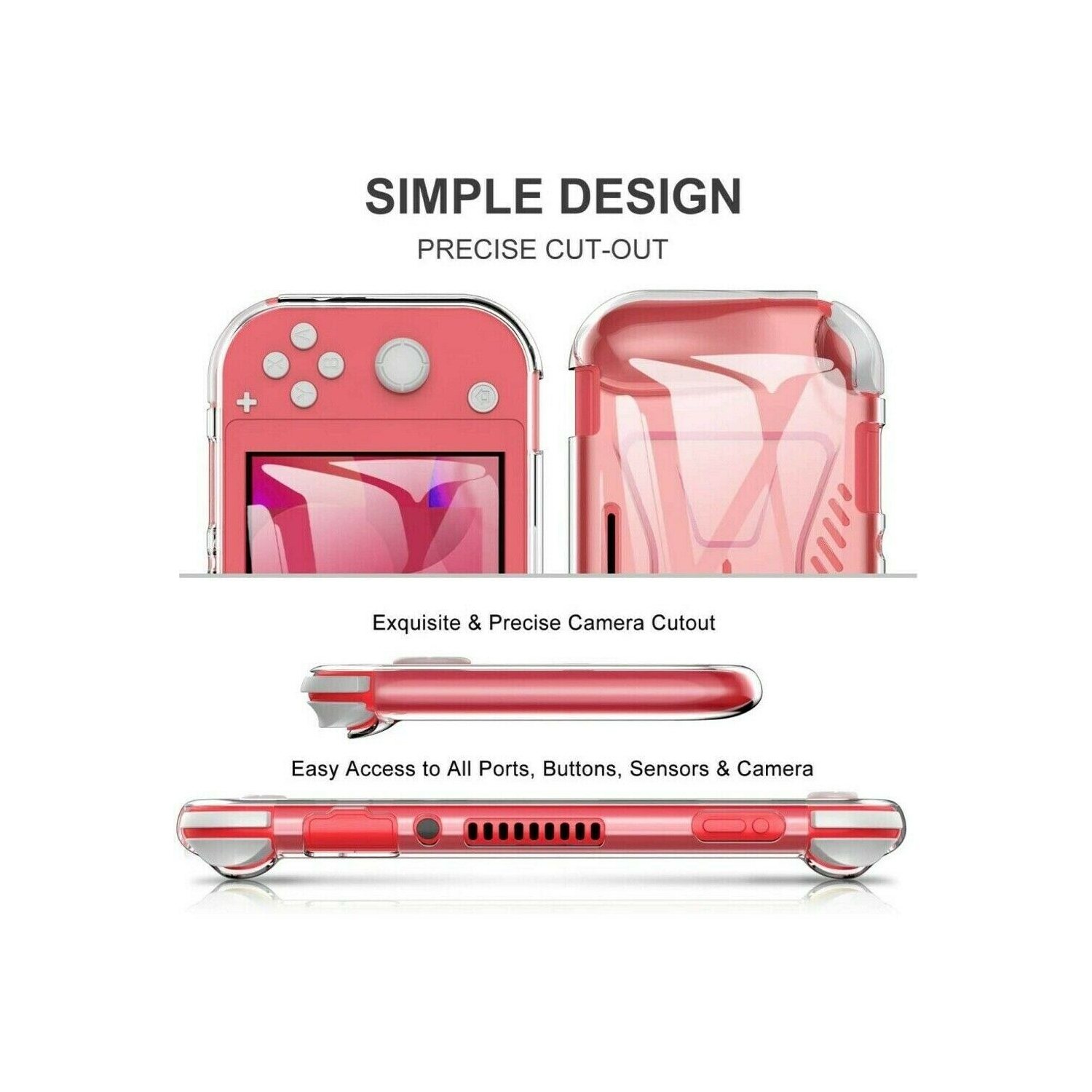 For Nintendo Switch Lite Case - Clear Soft TPU Silicone Transparent Back Cover