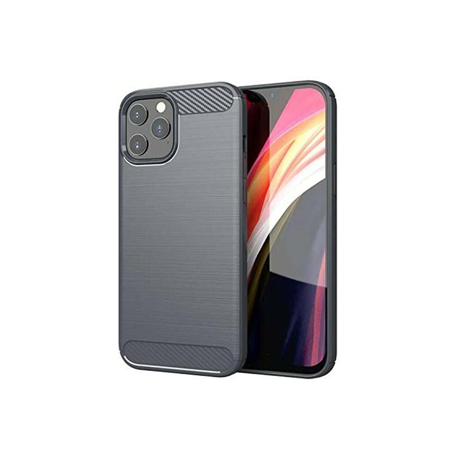 Pour étui iPhone 11/12 - Couverture arrière antichoc en fibre de carbone pour iPhone Pro Max