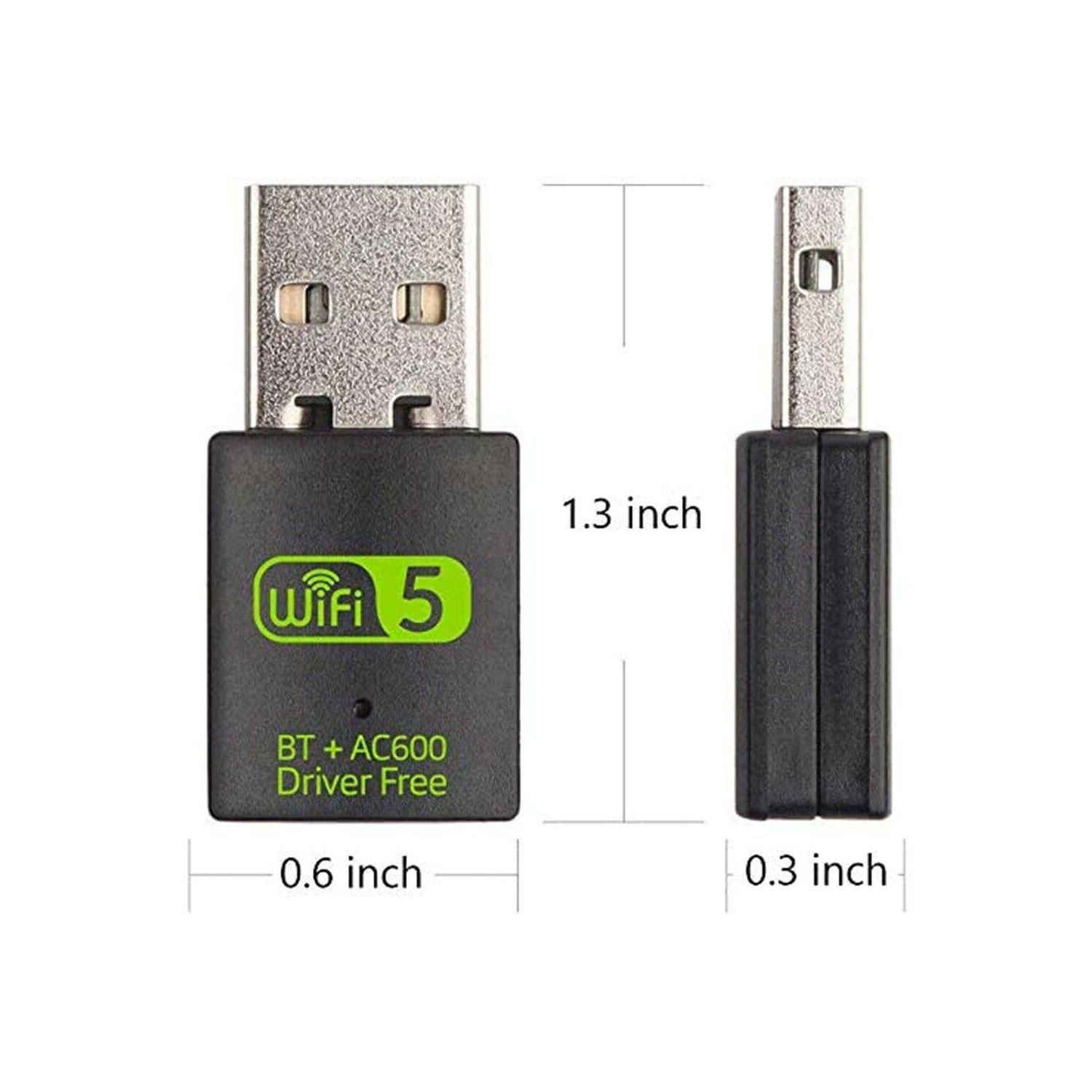 Bluetooth 4.2 USB Wireless WiFi Adapter Network Dongle 600Mbps Windows 2.4G/5G