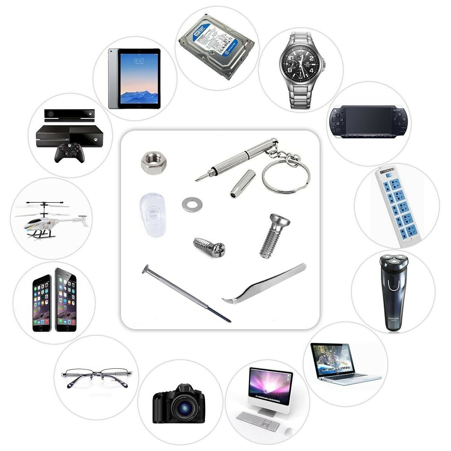 Eyeglass and Watch Repair Tool Kit - 1100pcs Screws & Nose Pads Screwdriver Set