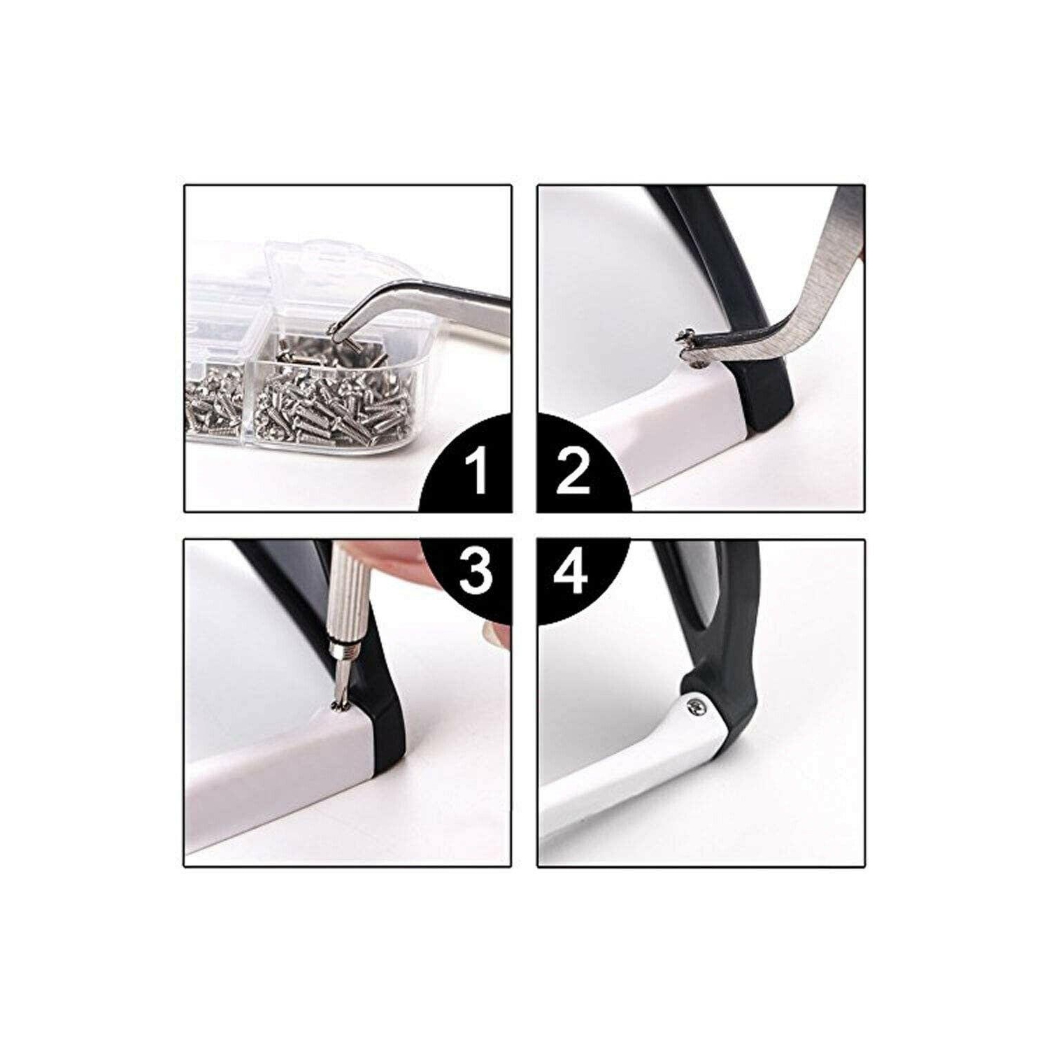 Eyeglass and Watch Repair Tool Kit - 1100pcs Screws & Nose Pads Screwdriver Set