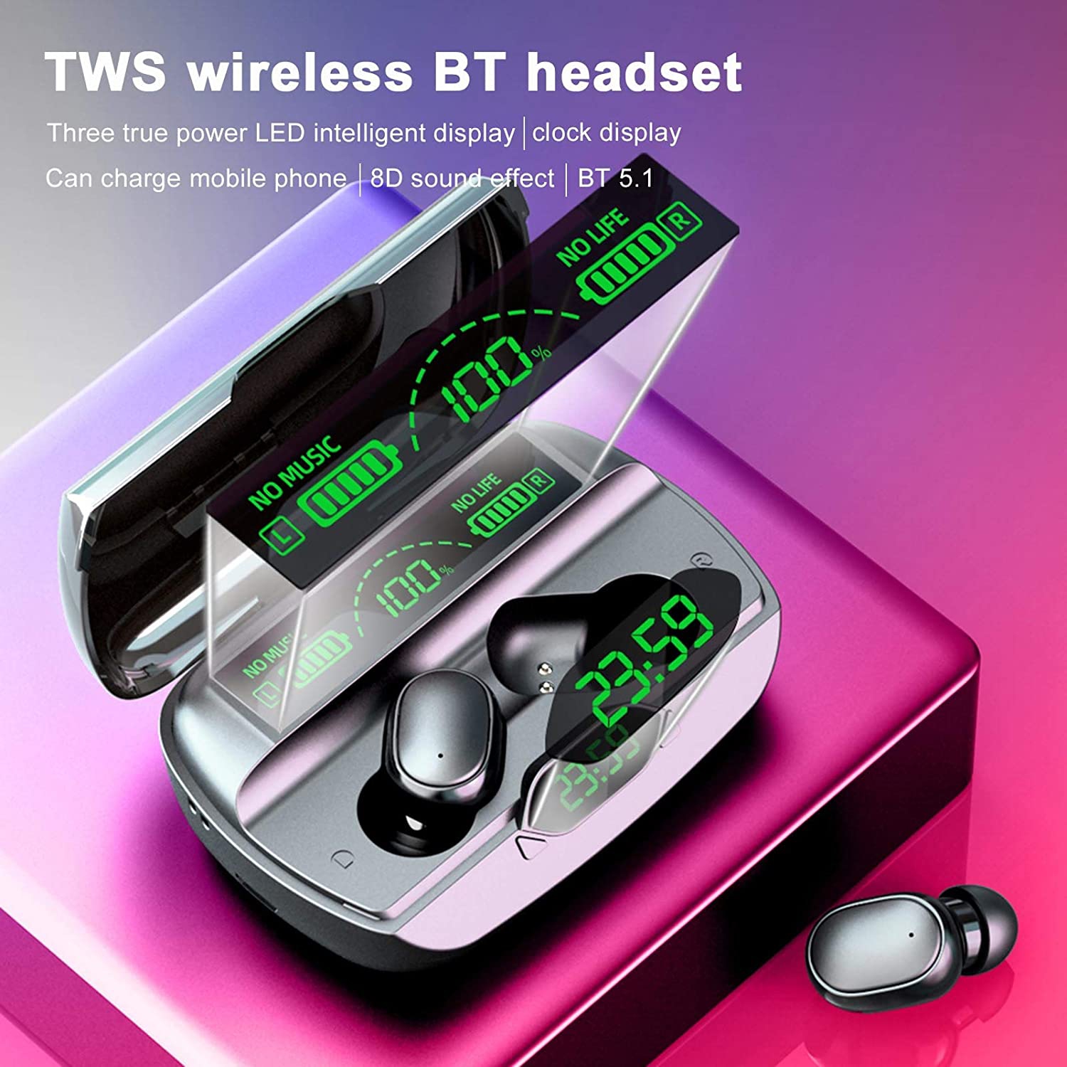 Celin True Wireless Earbuds Bluetooth Headphones Touch Control with Wireless Charging Case IPX8 Waterproof TWS Stereo Earphones in-Ear Built-in Mic Headset Premium Deep Bass