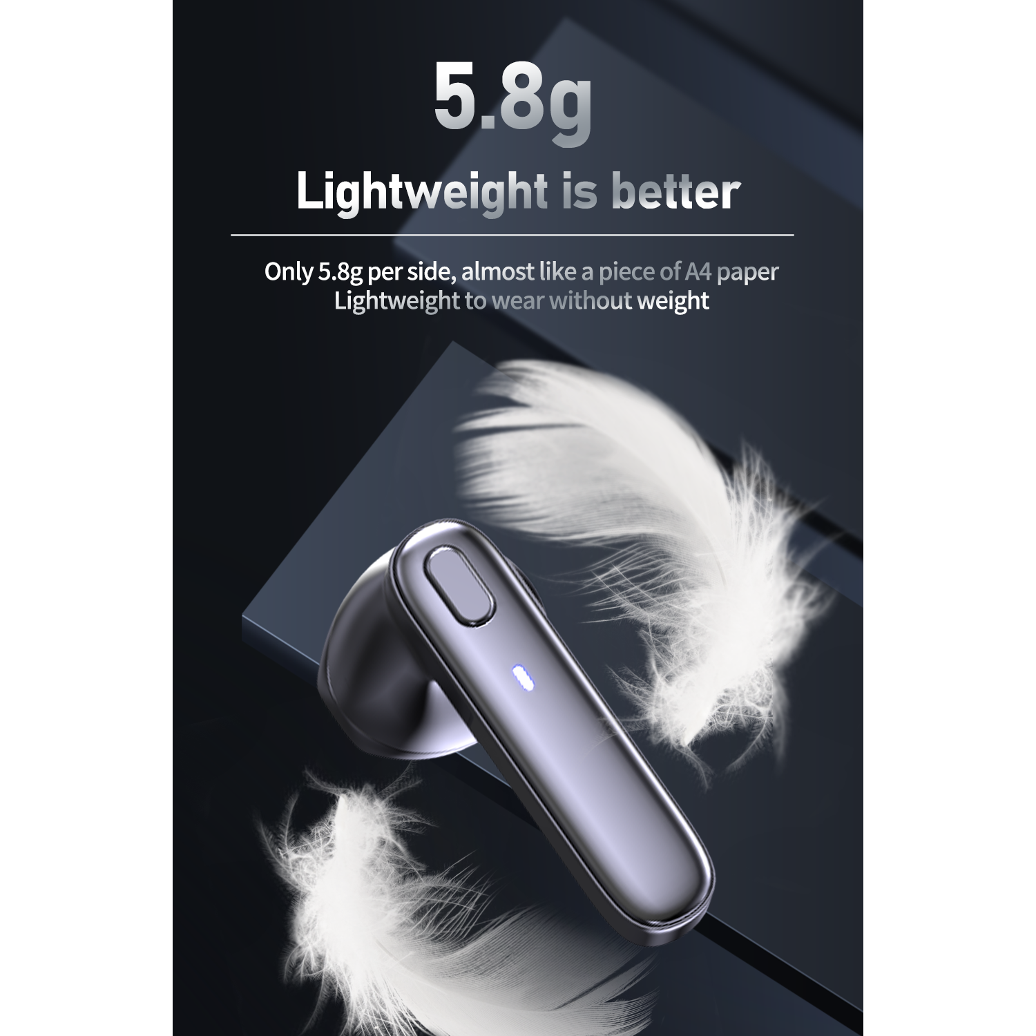 Kelvin True Wireless Sports Bluetooth Earbuds Fast Charging Led Digital Display Touch Control Waterproof in-Ear Headphones for Sports Work -Black