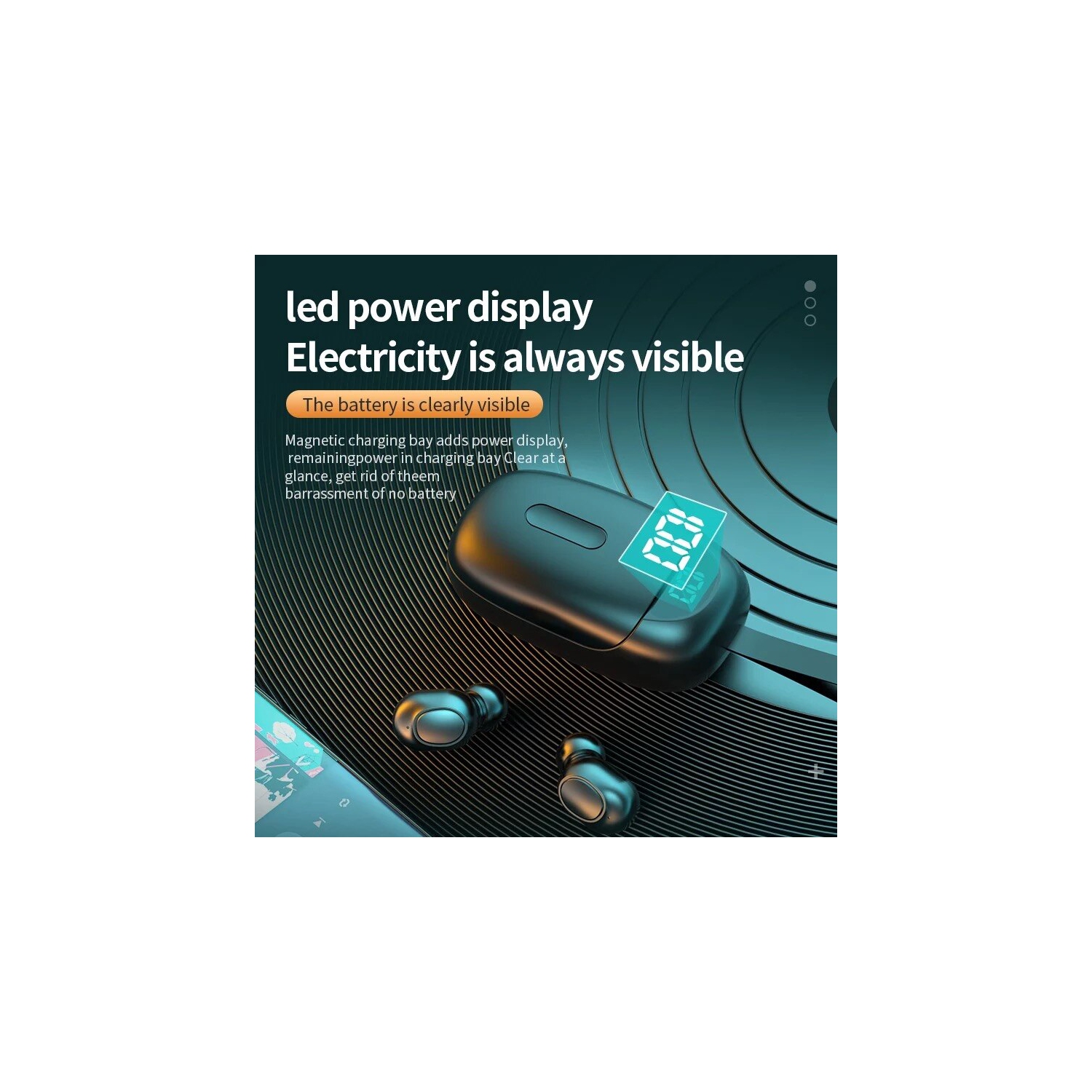 Bendro BT 5.0 Wireless Headphones in-Ear Earbuds with Mic LED Display Waterproof Earphones Sports Headsets for IOS and Android -Black