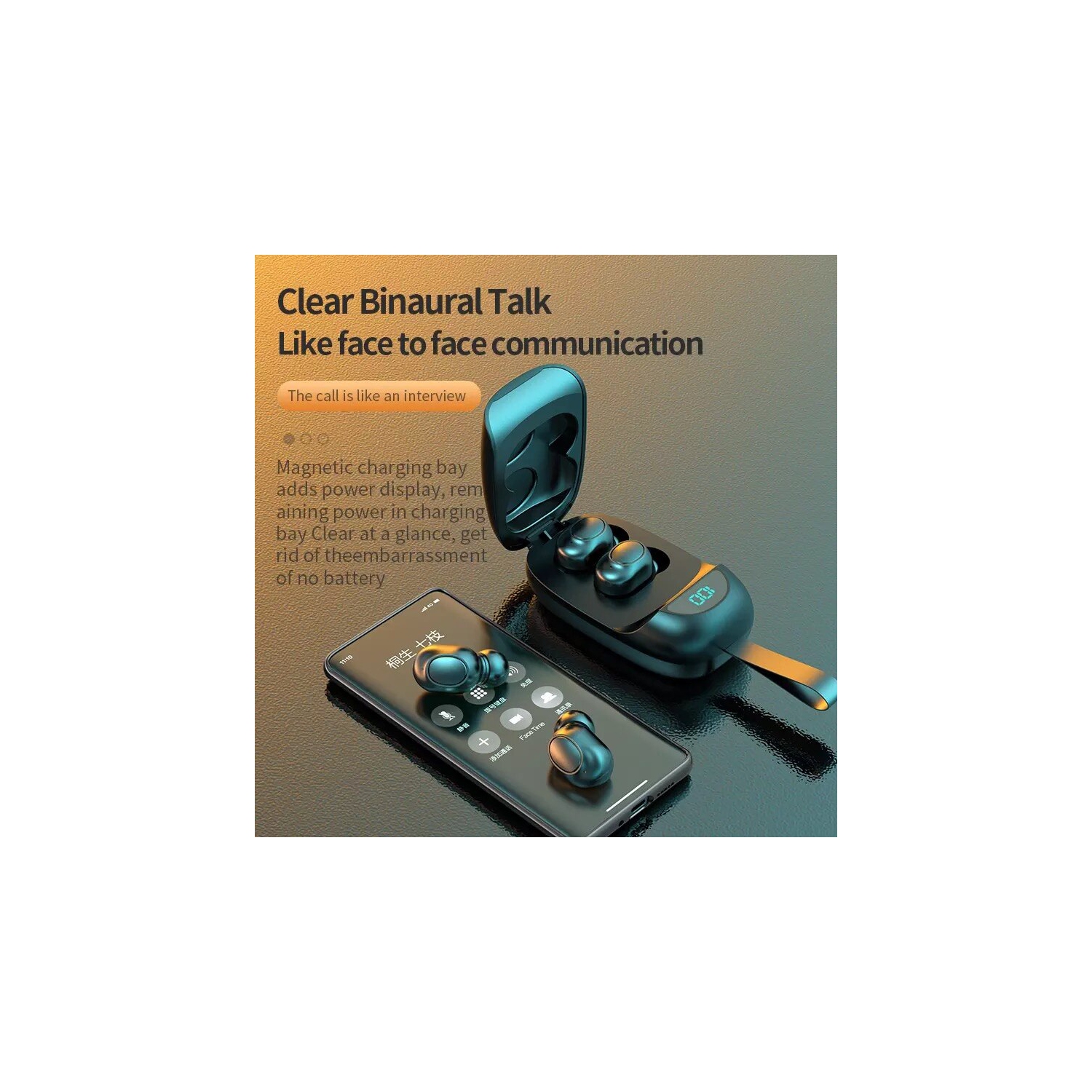 Bendro BT 5.0 Wireless Headphones in-Ear Earbuds with Mic LED Display Waterproof Earphones Sports Headsets for IOS and Android -Black