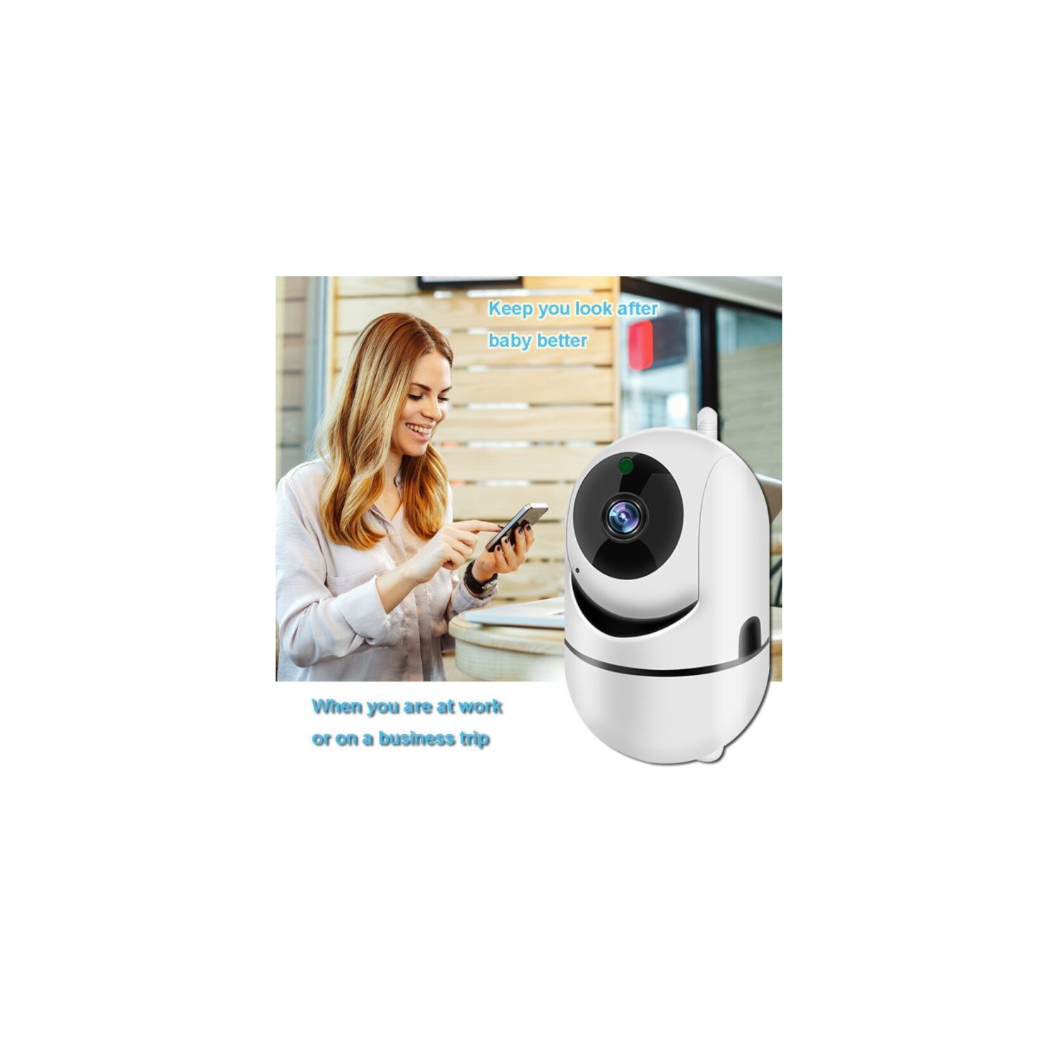 Caméra Surveillance WiFi Full HD 1080P Caméra de Sécurité Deux Voies Audio Vision Nuit à la Maison Sécurité Babyphone Caméra