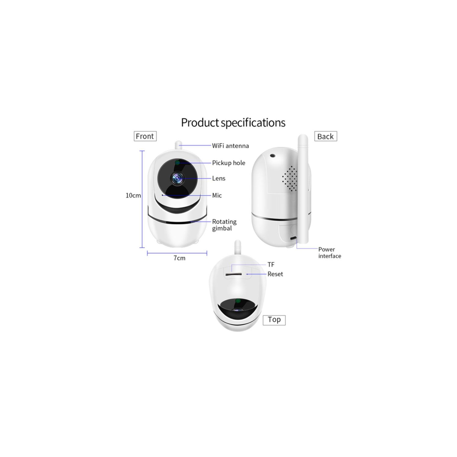 Caméra Surveillance WiFi Full HD 1080P Caméra de Sécurité Deux Voies Audio Vision Nuit à la Maison Sécurité Babyphone Caméra