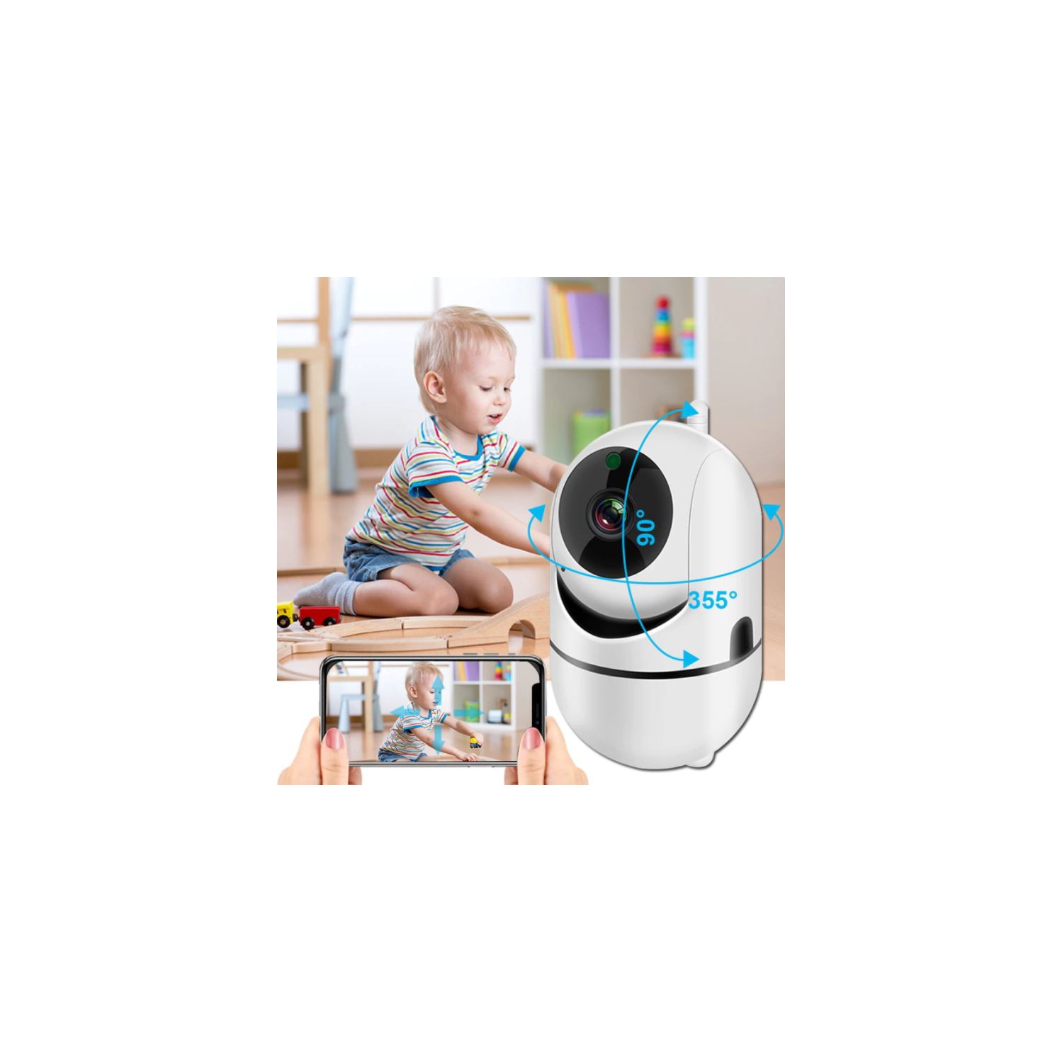 Caméra Surveillance WiFi Full HD 1080P Caméra de Sécurité Deux Voies Audio Vision Nuit à la Maison Sécurité Babyphone Caméra