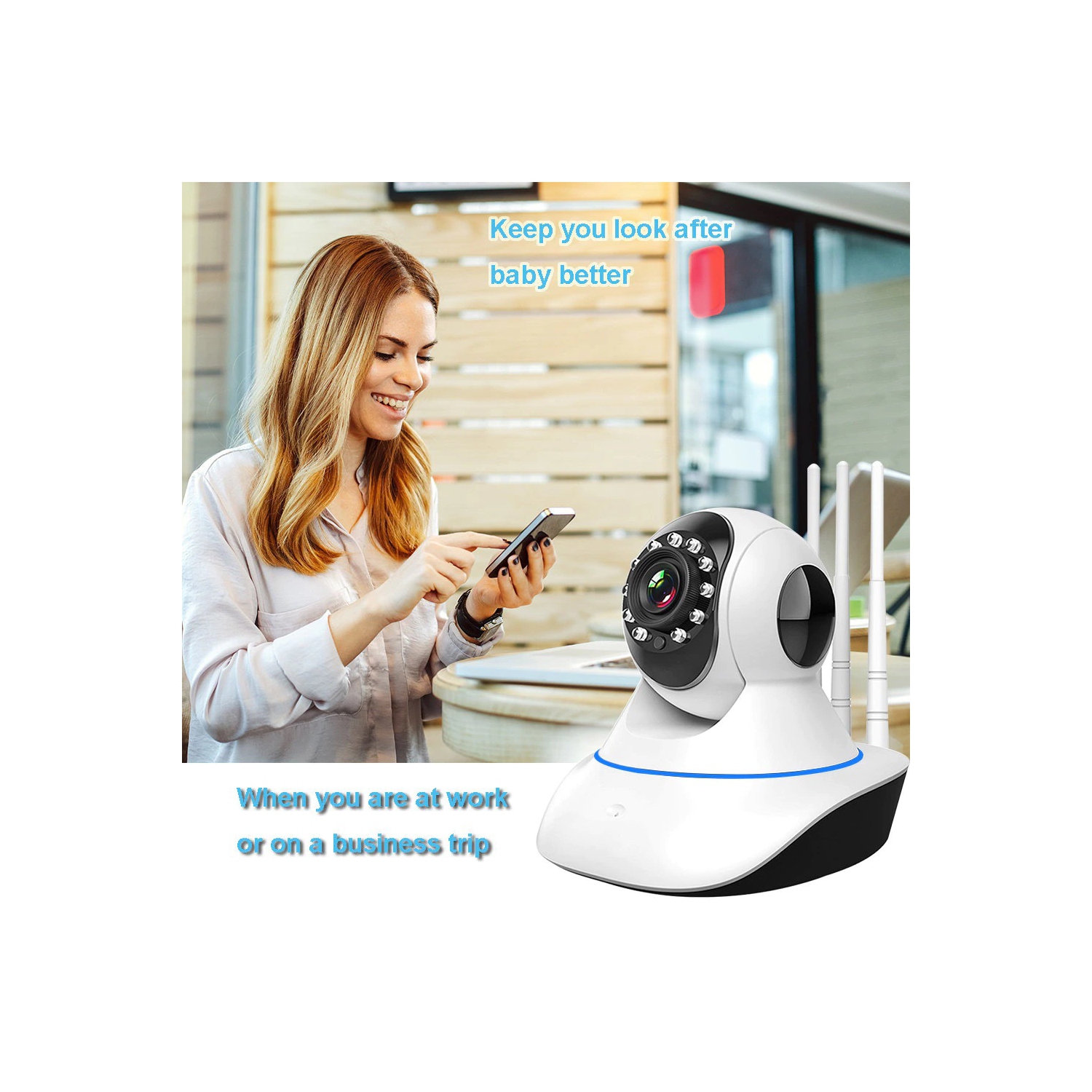 Sintac Home Security Camera,Baby 1080P HD Wireless WiFi Camera with 2 Way Audio Free Motion Alerts Night Vision for Pet/Nanny Compatible SD Card up