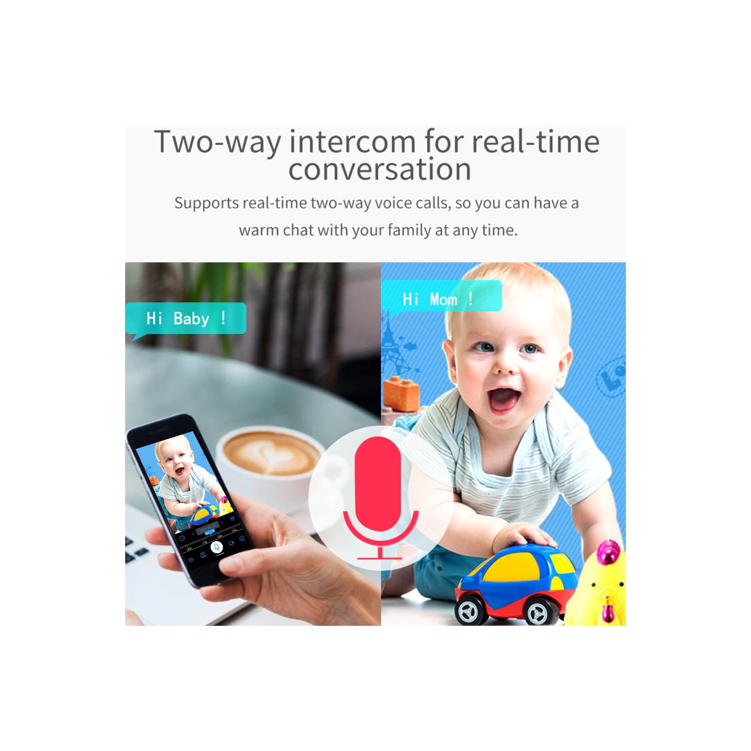 Sintac Home Security Camera,Baby 1080P HD Wireless WiFi Camera with 2 Way Audio Free Motion Alerts Night Vision for Pet/Nanny Compatible SD Card up