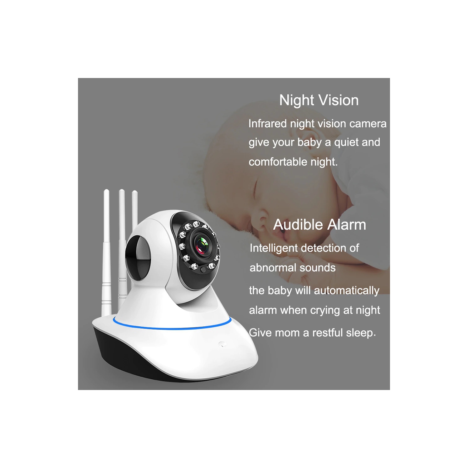 Sintac Home Security Camera,Baby 1080P HD Wireless WiFi Camera with 2 Way Audio Free Motion Alerts Night Vision for Pet/Nanny Compatible SD Card up