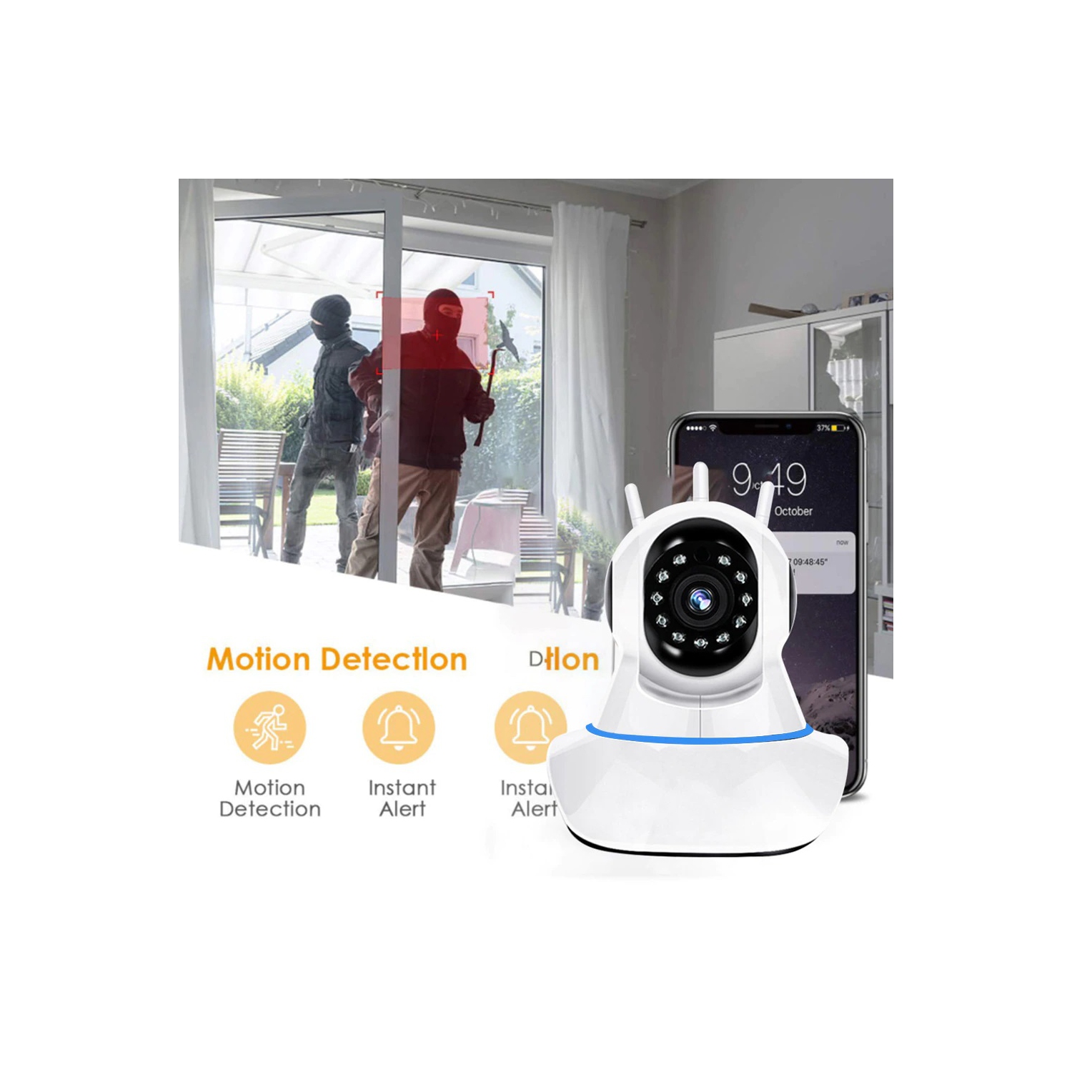 Sintac Home Security Camera,Baby 1080P HD Wireless WiFi Camera with 2 Way Audio Free Motion Alerts Night Vision for Pet/Nanny Compatible SD Card up