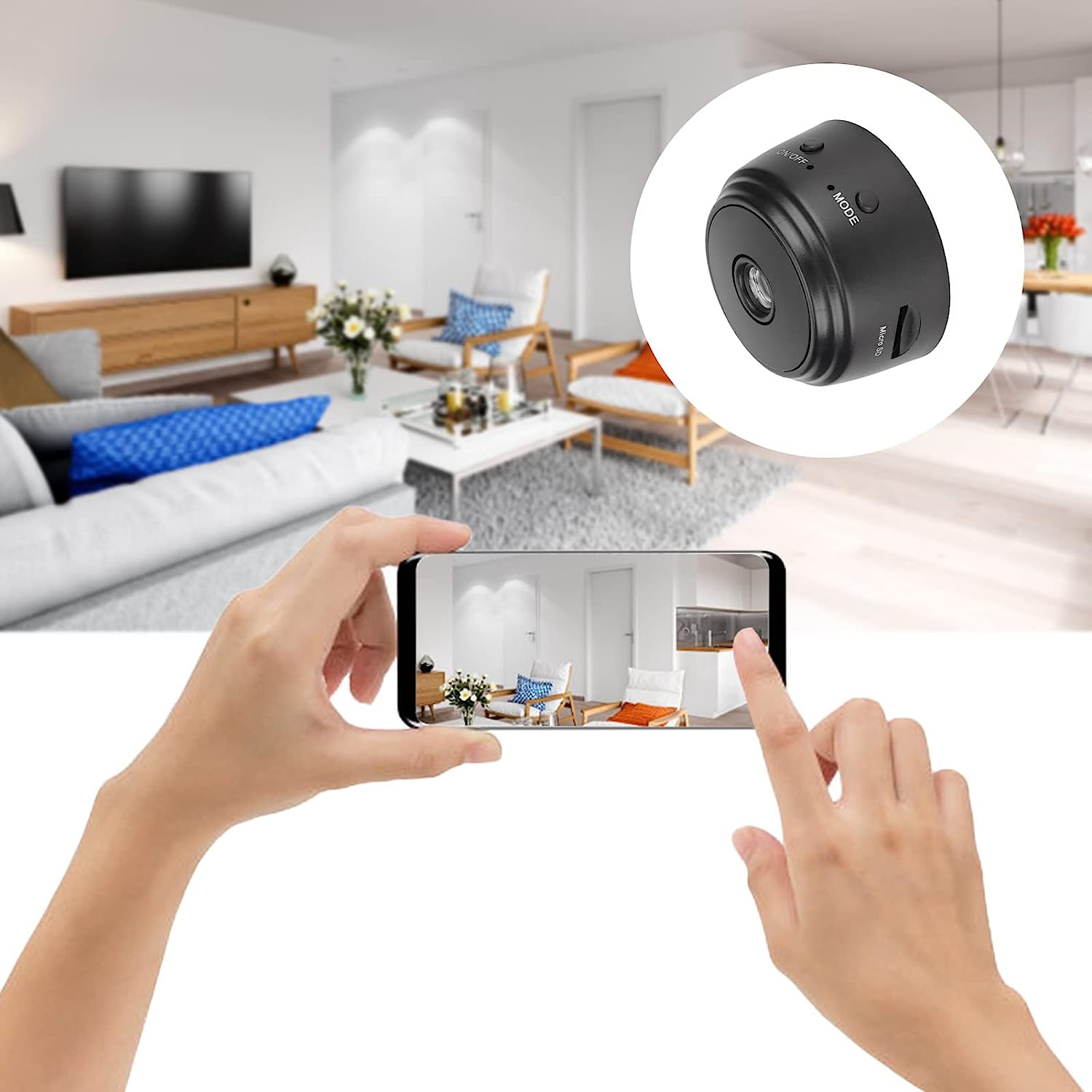 Mini caméra IP Wi-Fi de Hidensa Caméra de surveillance résidentielle Caméscope Nanny avec audio à 2 voies et détection de mouvement vision nocturne -
