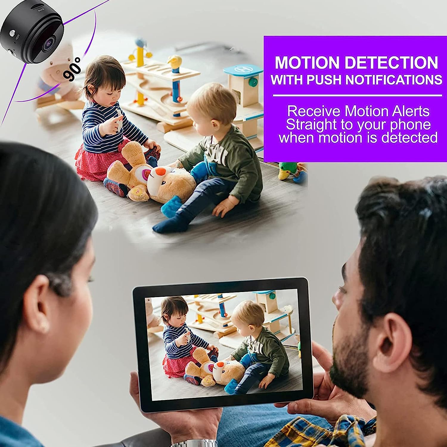 Mini caméra IP Wi-Fi de Hidensa Caméra de surveillance résidentielle Caméscope Nanny avec audio à 2 voies et détection de mouvement vision nocturne -