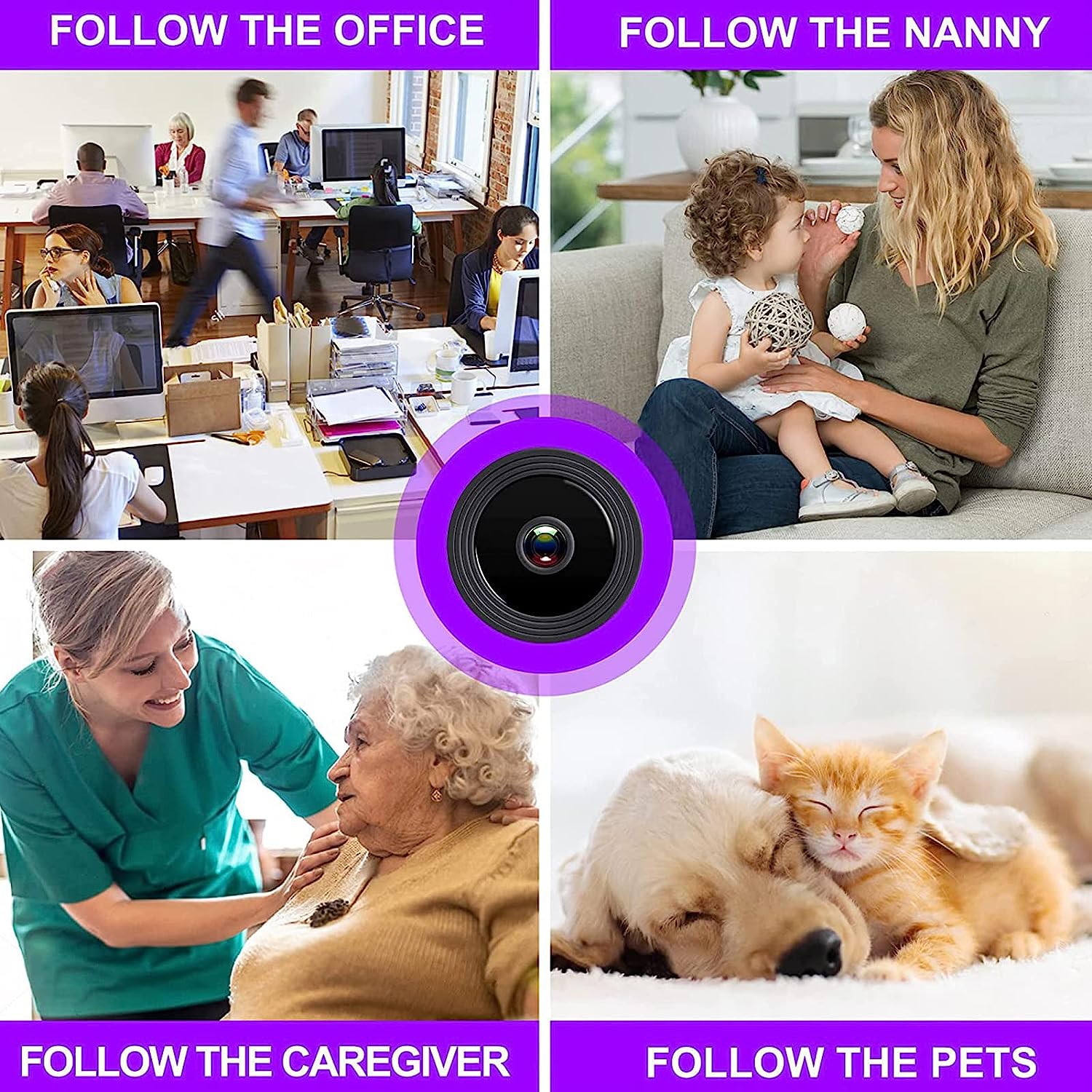 Mini caméra IP Wi-Fi de Hidensa Caméra de surveillance résidentielle Caméscope Nanny avec audio à 2 voies et détection de mouvement vision nocturne -