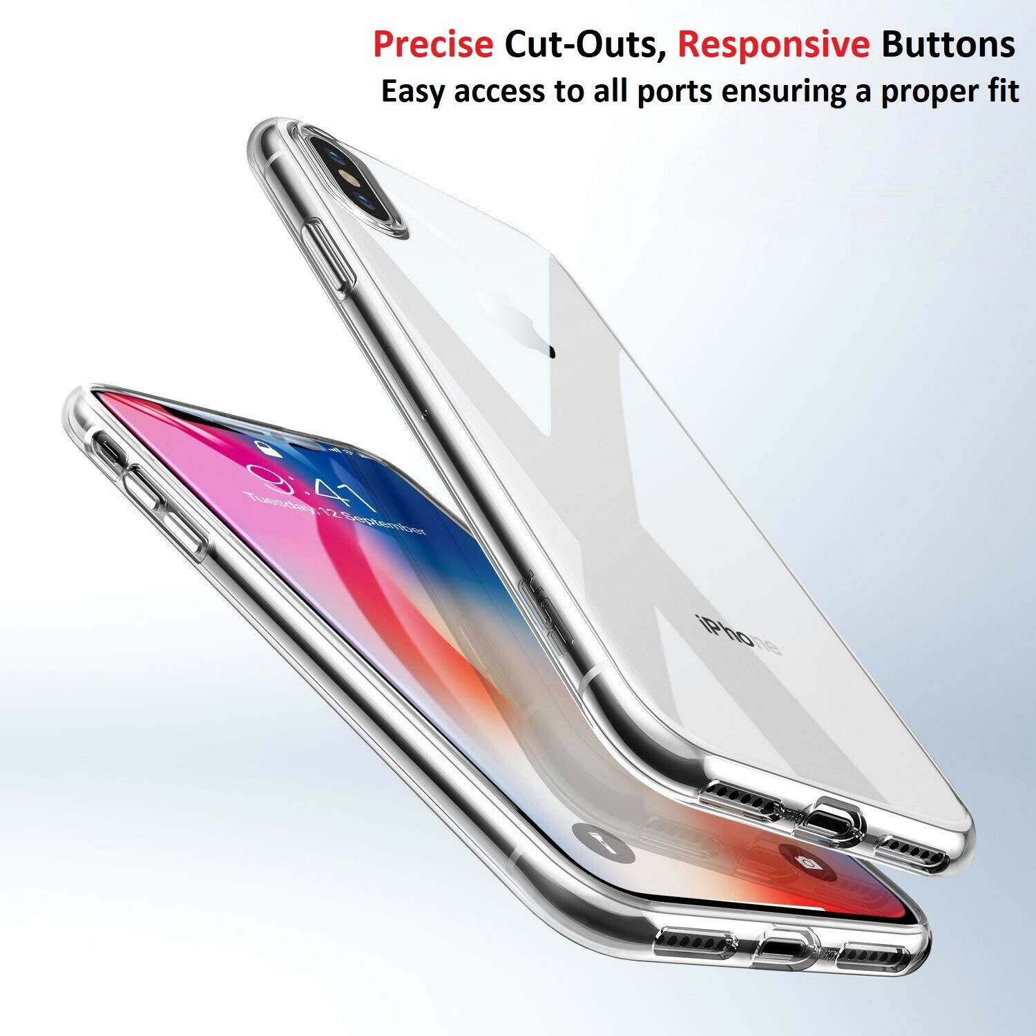For iPhone XS Max Case - Crystal Clear Ultra Thin Soft TPU Transparent Cover