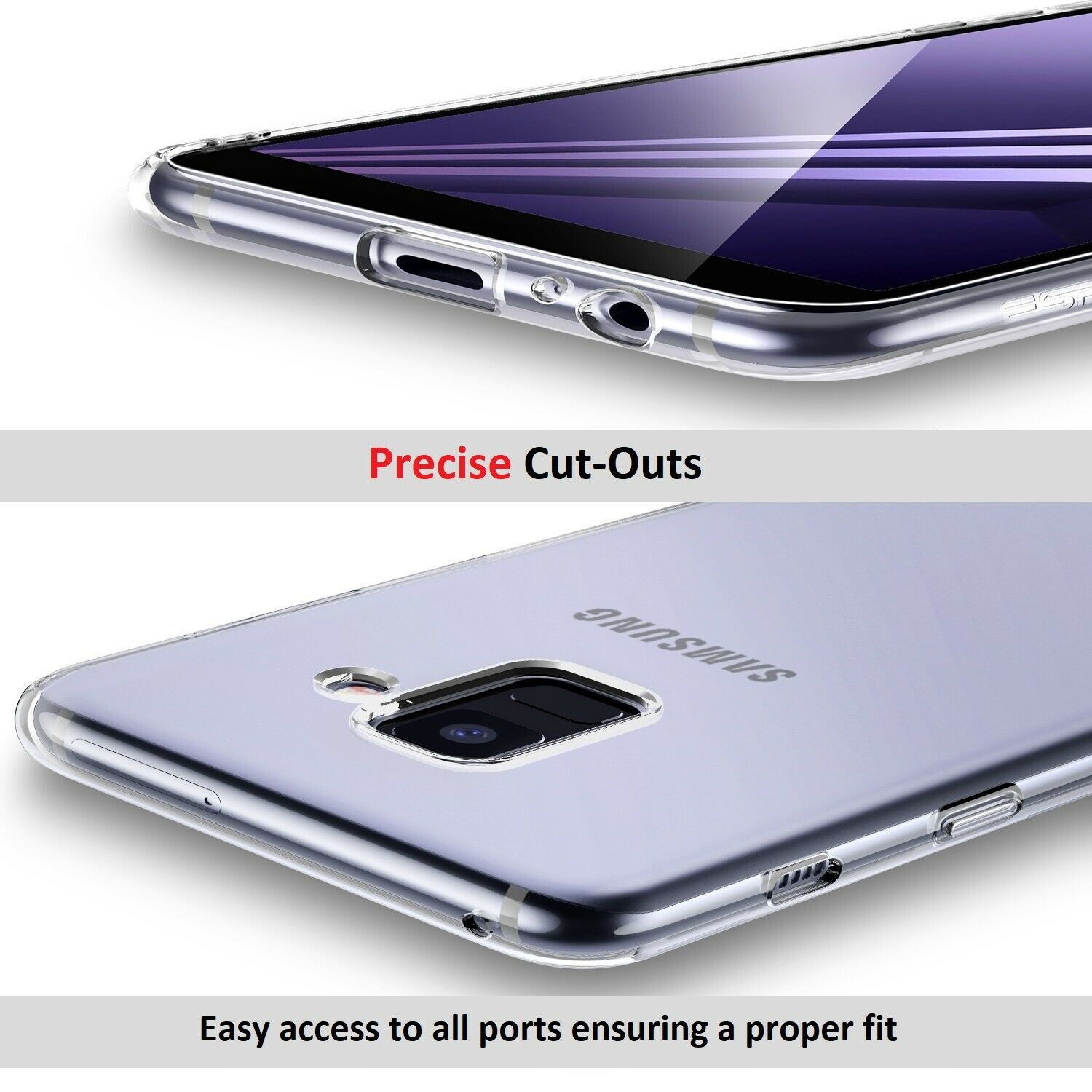 Pour Galaxy A8 de Samsung 2018 – Étui mince transparent en TPUR