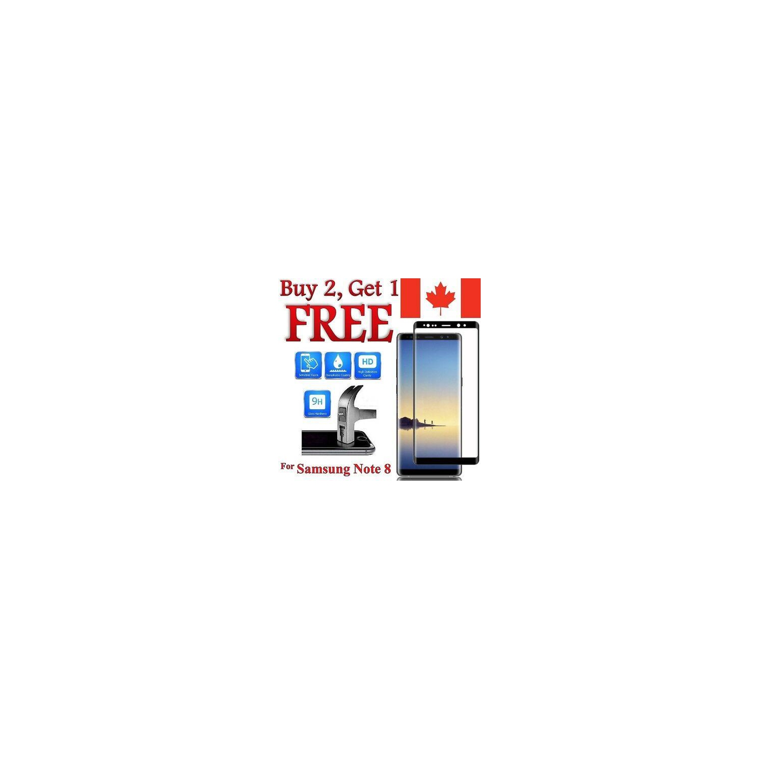 Protecteur d’écran en verre trempé incurvé 3D de qualité supérieure pour Galaxy Note 8 de Samsung