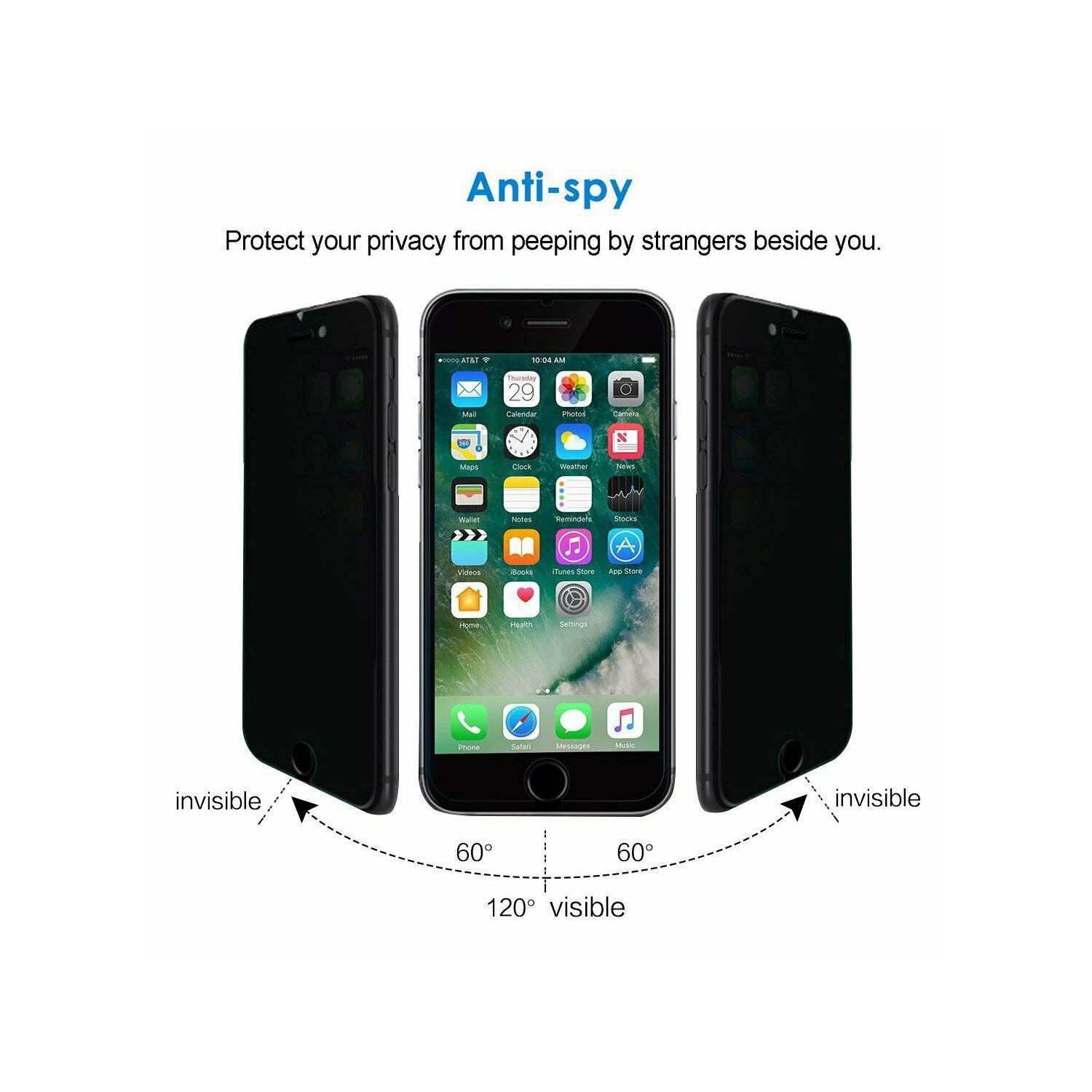 Privacy Anti-Spy Tempered Glass Screen Protector for iPhone 8 7 6S 6 SE 2020