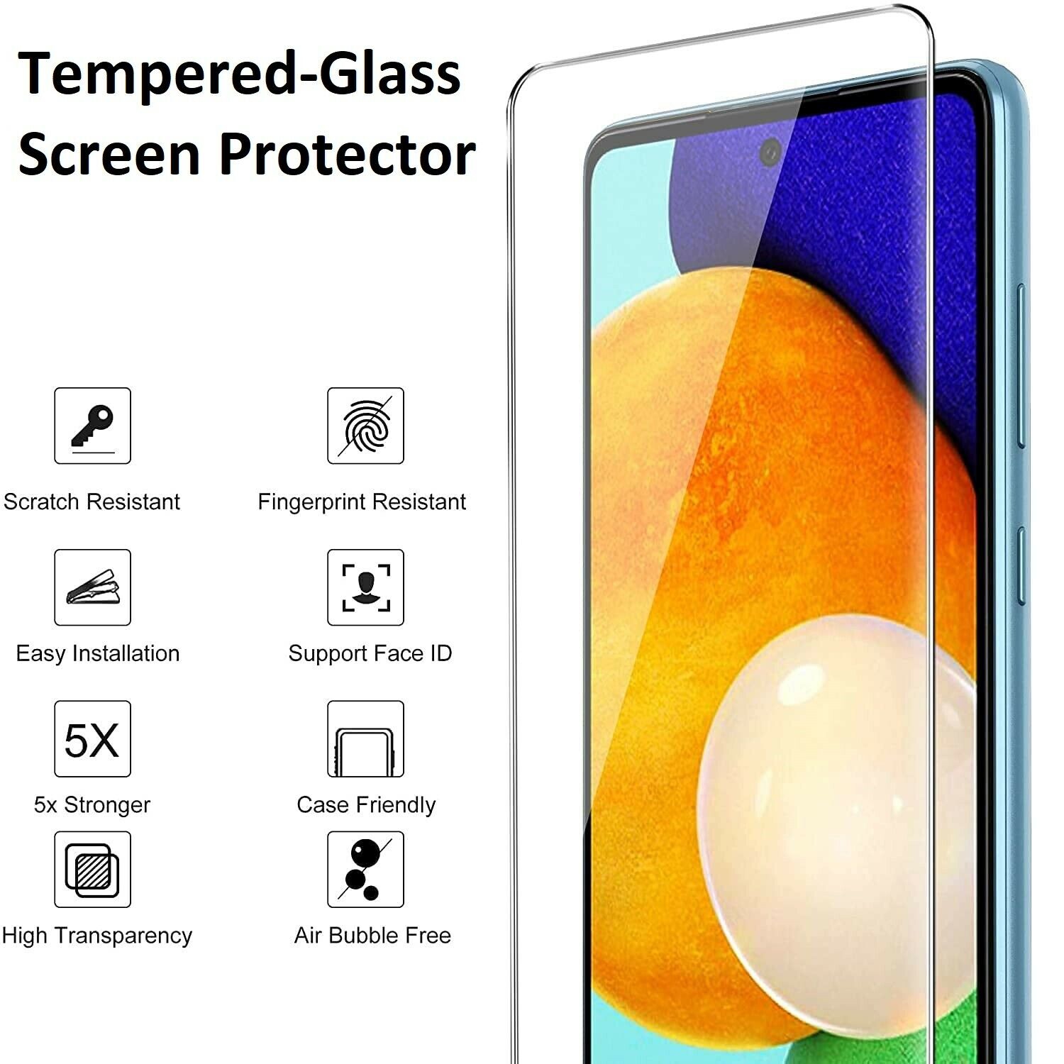 Protecteur d’écran en verre trempé de qualité supérieure pour Galaxy A52 5G de Samsung
