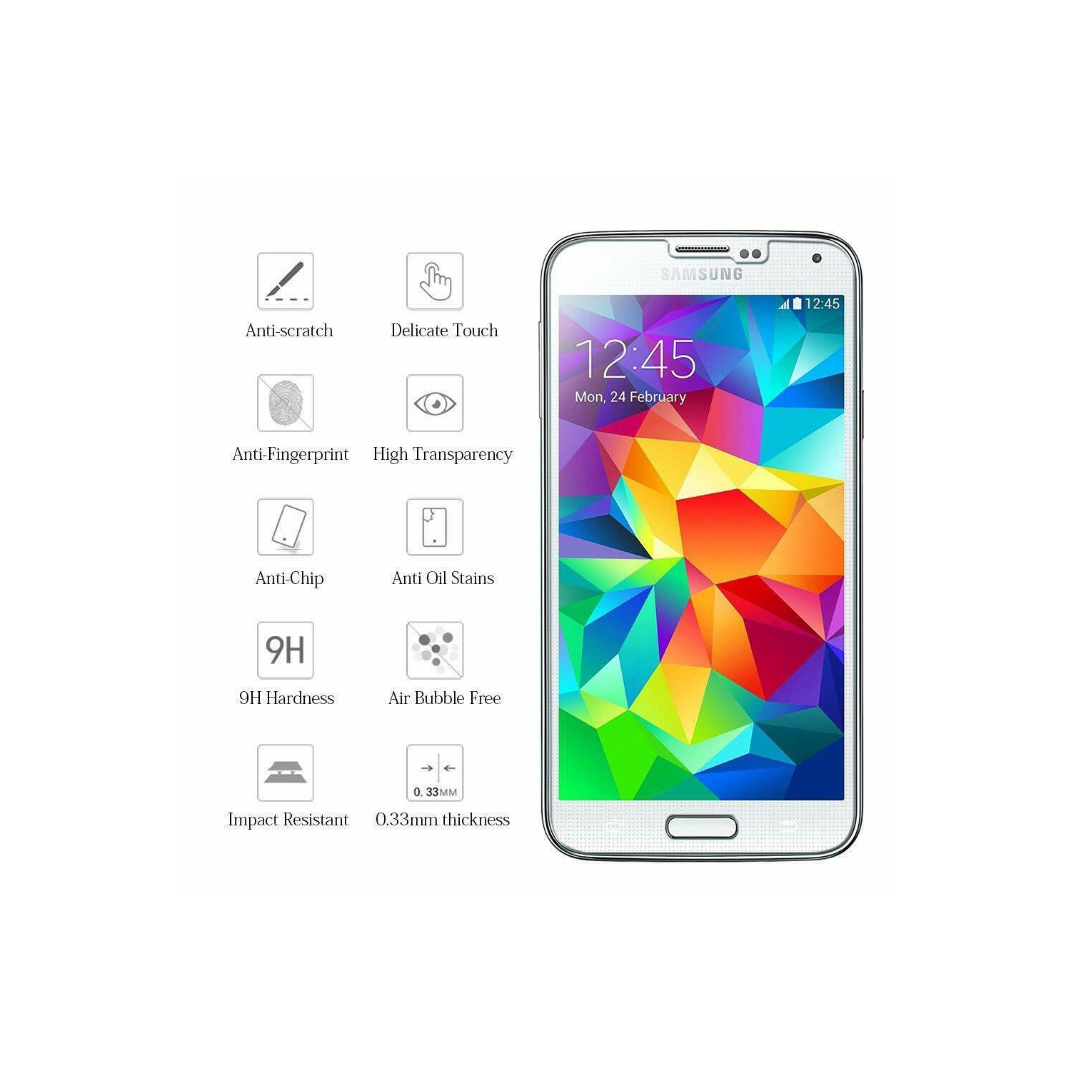 Protecteur d’écran en verre trempé de qualité supérieure pour Galaxy S5 et S5 NEO de Samsung