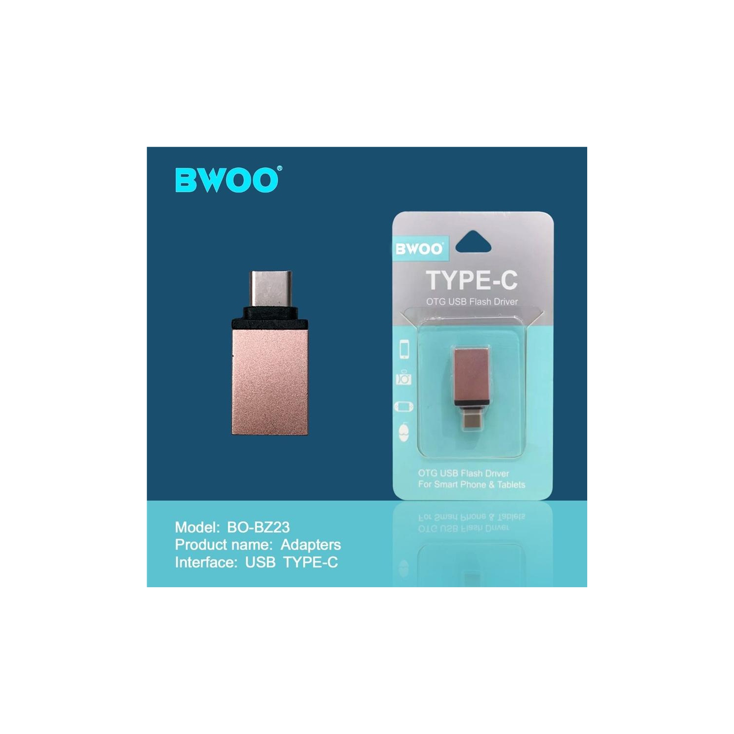 BWOO - USB to Type-C Adapter, Pink