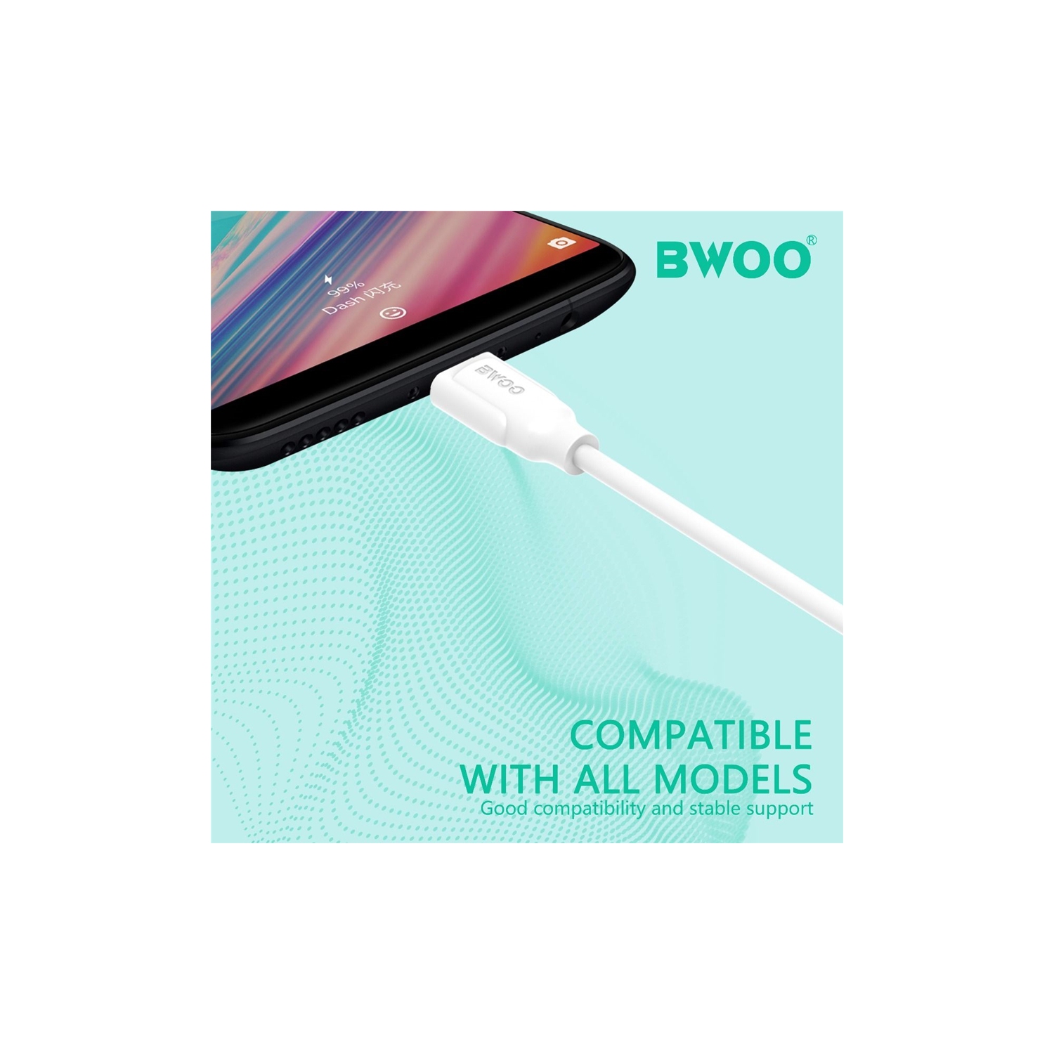 BWOO - USB to USB Type-C Cable, 1 Meter Length, Black