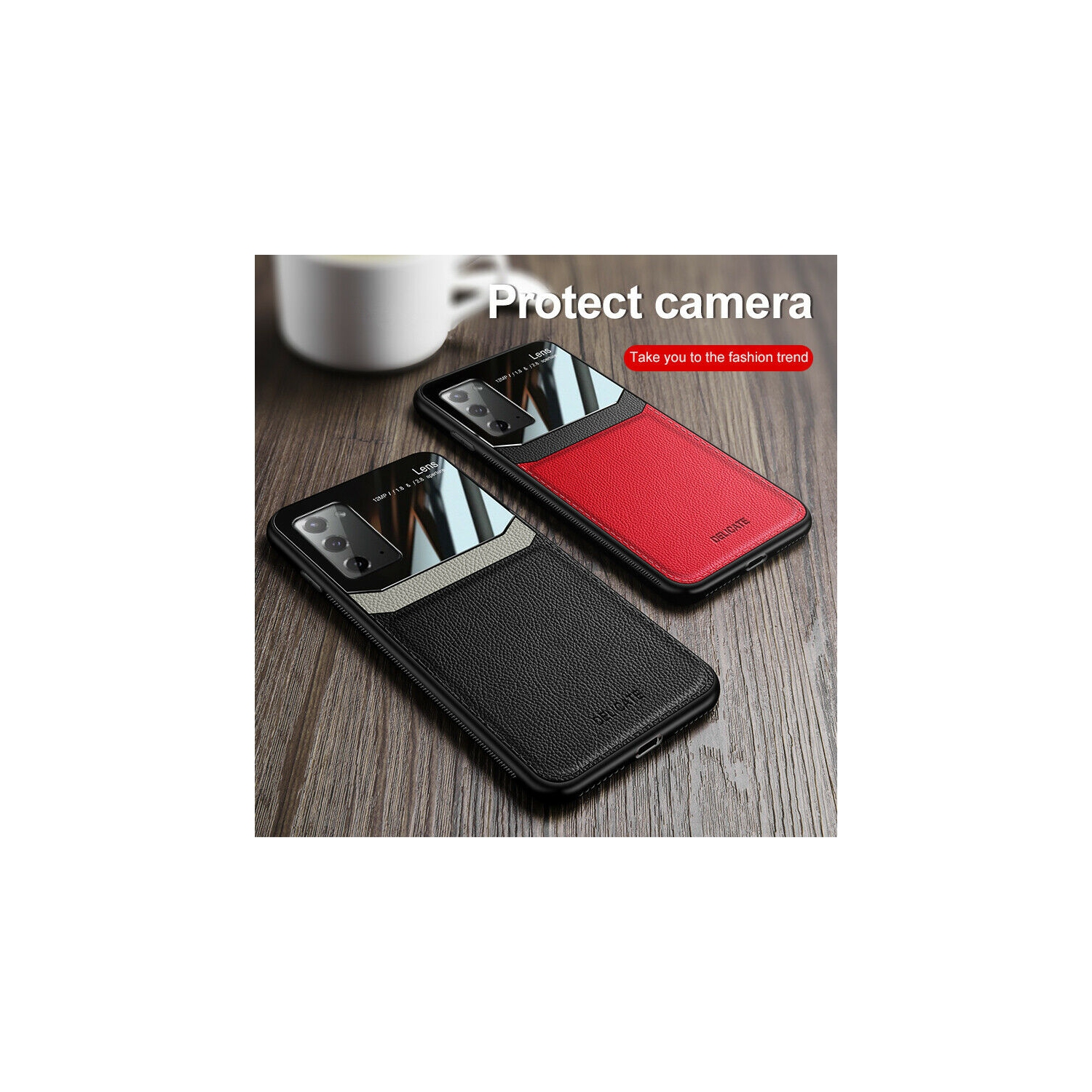 Delfin – Étui en cuir protection anti Slide Protection pour appareil photo antichoc écran en plexiglas Étui mince pour téléphone Galaxy NOTE 20 ULTRA