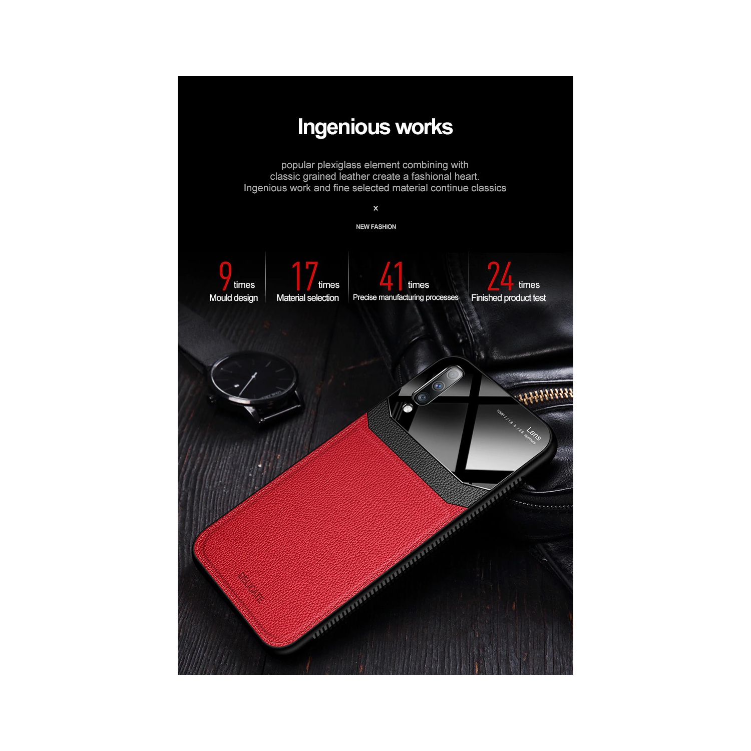 Delfin – Étui en cuir protection anti-glissement pour appareil photo couvercle antichoc plexiglass Étui pour téléphone Étui mince pour Samsung Galaxy