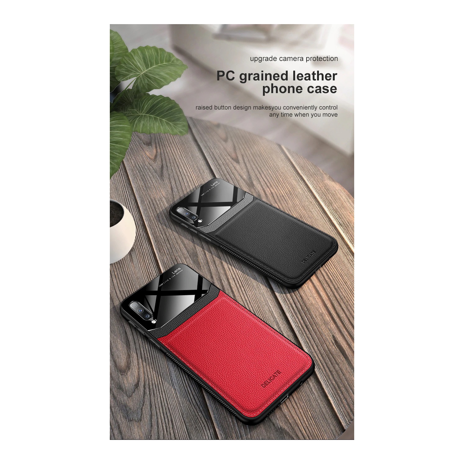 Delfin – Étui en cuir protection anti-glissement pour appareil photo couvercle antichoc plexiglass Étui pour téléphone Étui mince pour Samsung Galaxy