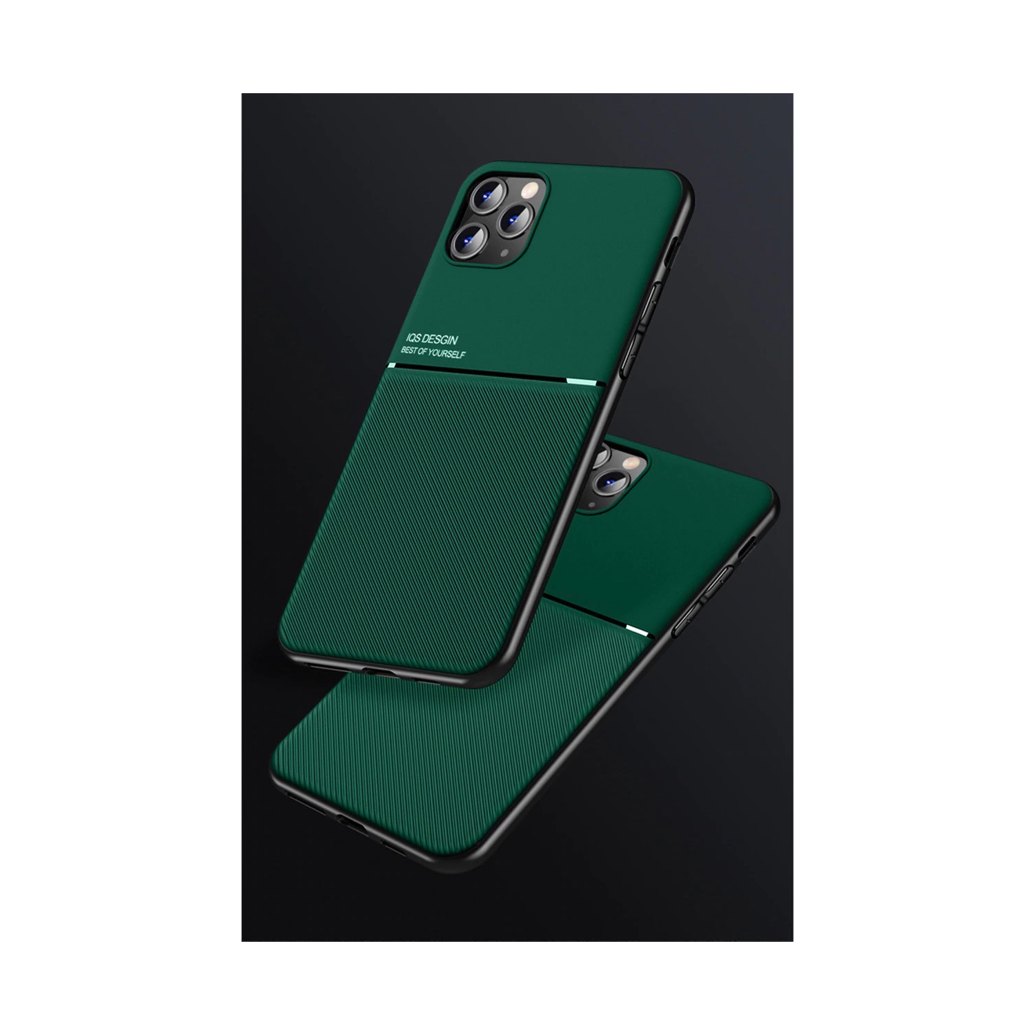 Kelvin Leather – Étui à rayures givrées anti-chute Slim Matte Back Phone Cove pour iPhone 12 et 12 Pro – Bleu