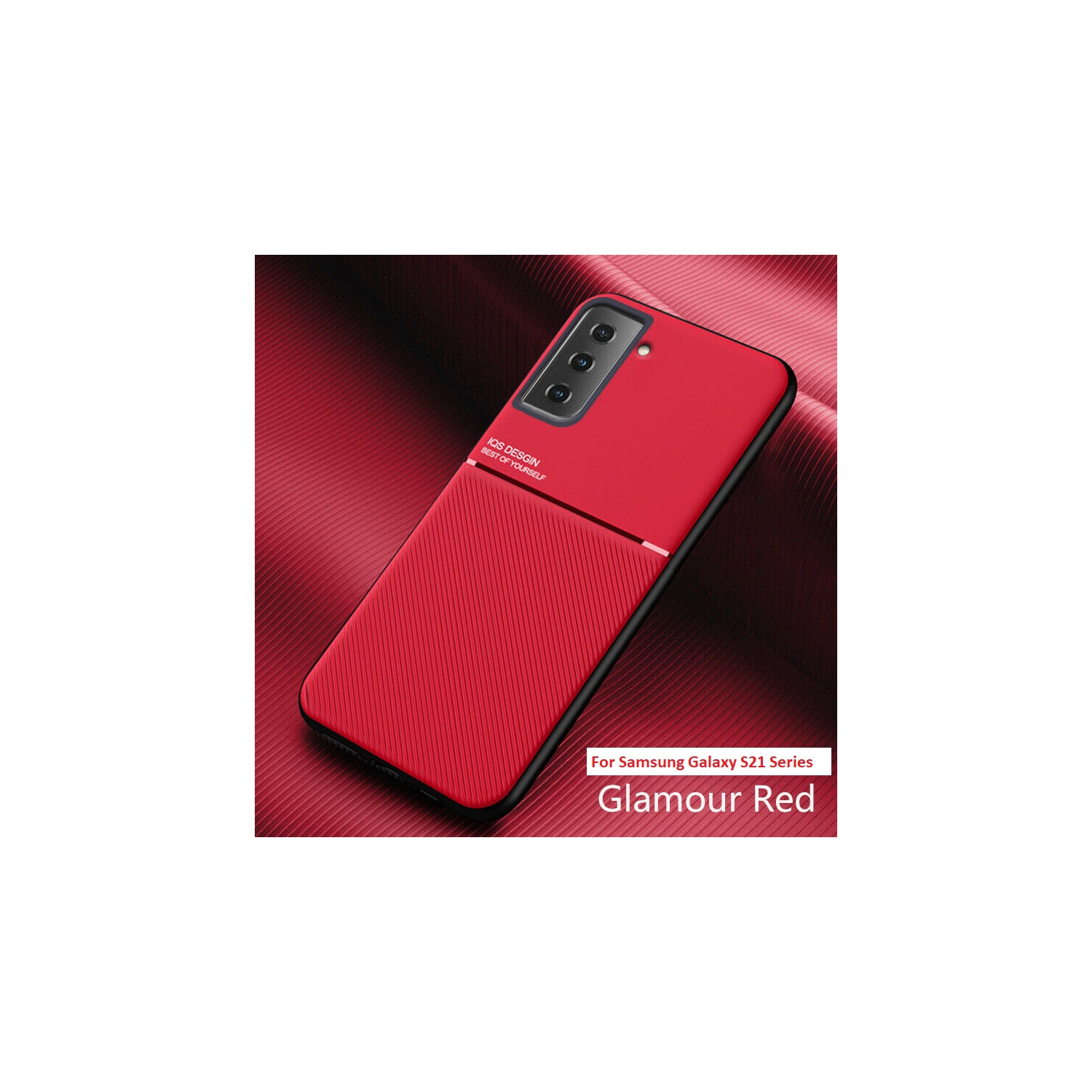 Kelvin Leather Magnetic Texture Slim Matte Back Phone Cove Anti Fall Frosted Stripe Cases For Samsunf Galaxy S21 PLUS -Red