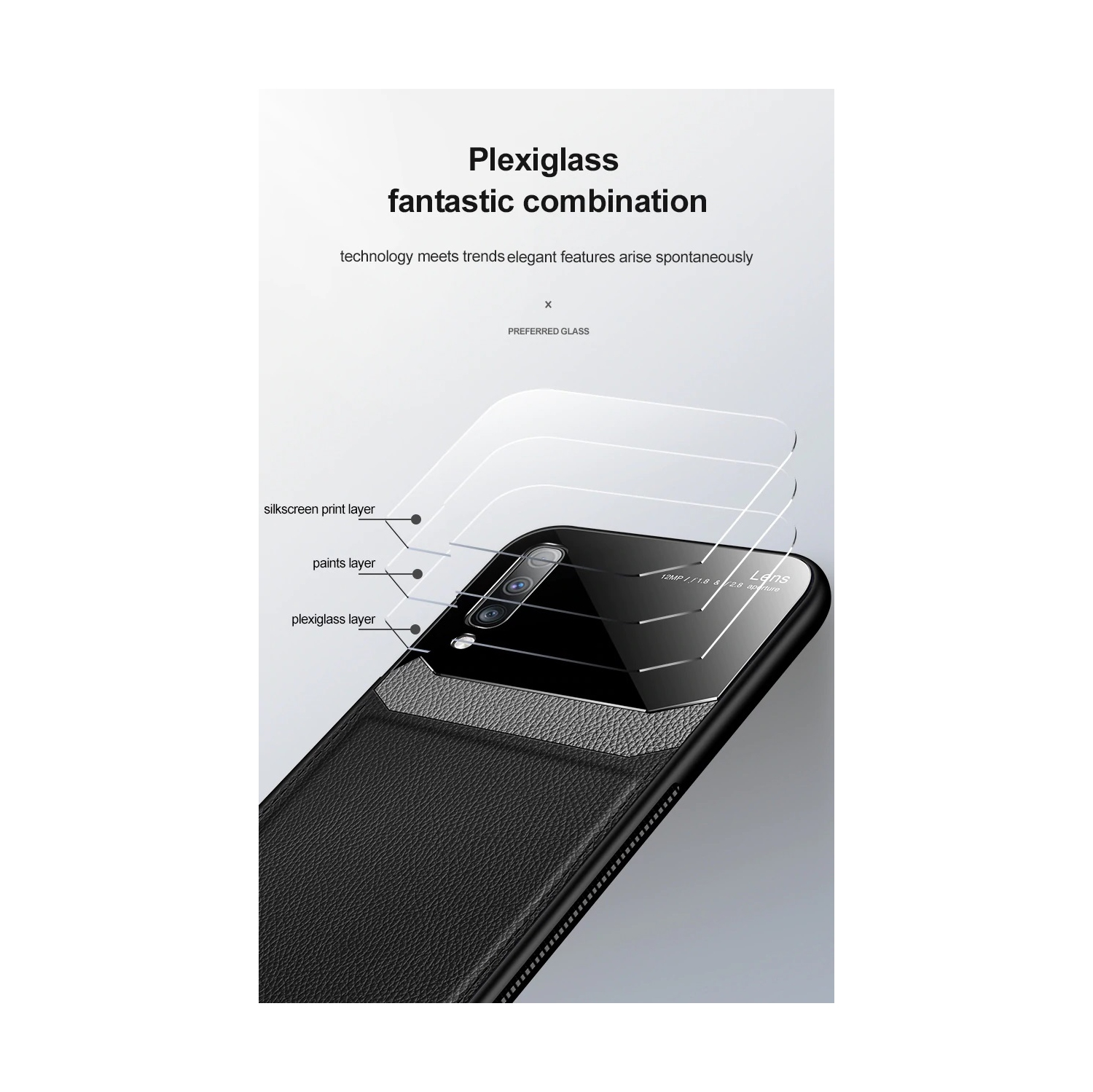 Delfin – Étui en cuir protection anti-glissement pour appareil photo couvercle antichoc plexiglass Étui pour téléphone mince pour Samsung Galaxy NOTE