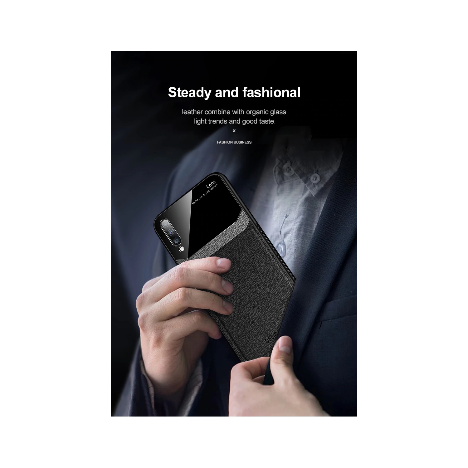 Delfin – Étui en cuir protection anti-glissement pour appareil photo couvercle antichoc plexiglass Étui pour téléphone mince pour Samsung Galaxy NOTE