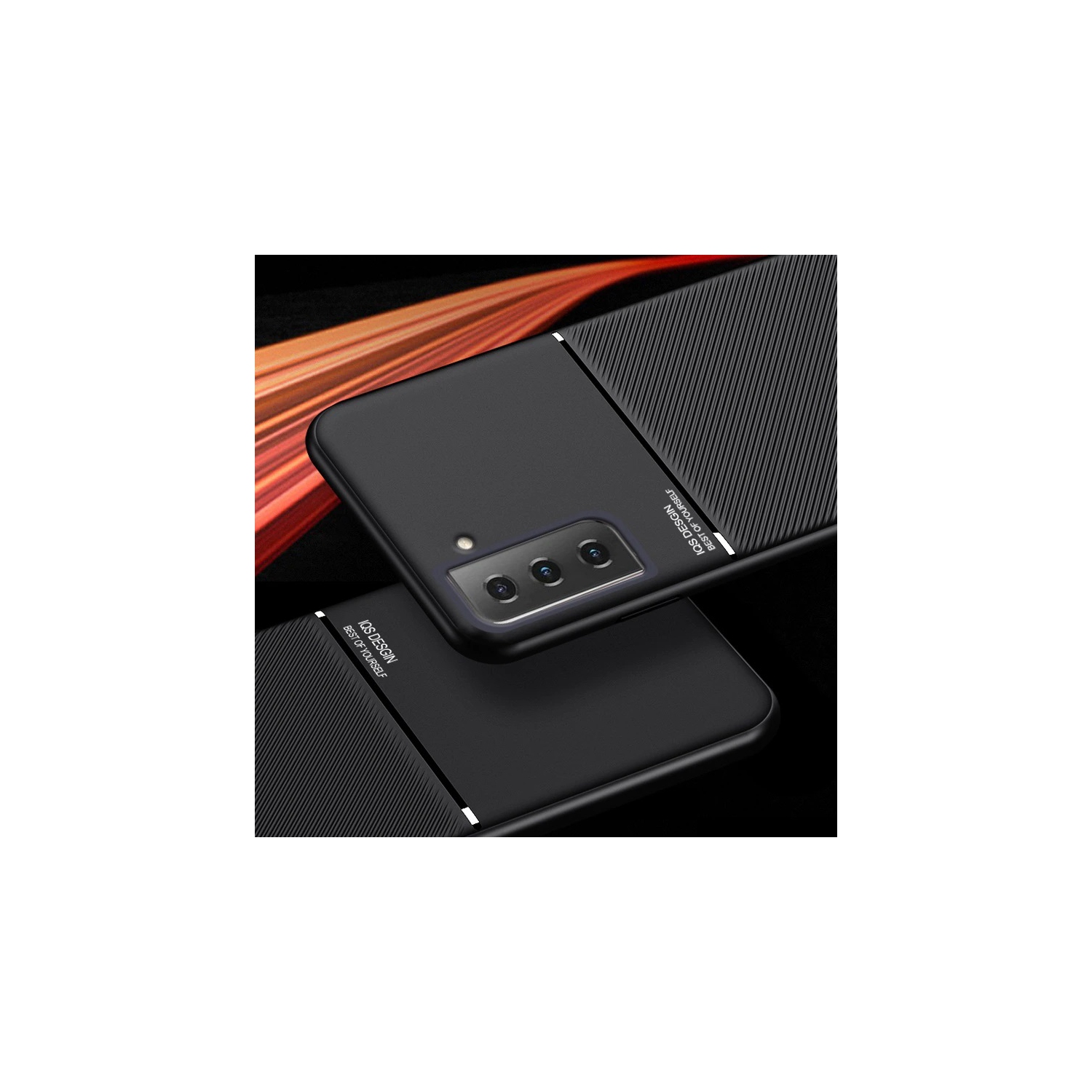 Kelvin Leather Magnetic Texture Slim Matte Back Phone Cove Anti Fall Frosted Stripe Cases For Samsunf Galaxy S21 PLUS -Black